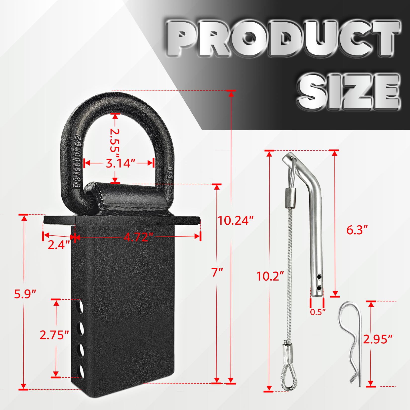 Vonlx Stake Pocket D Rings 6Pcs 18000Lbs Heavy Duty D-Ring Tie Downs For Utility Trailers And Flatbed Trucks W/Hitch Pin W/Steel
