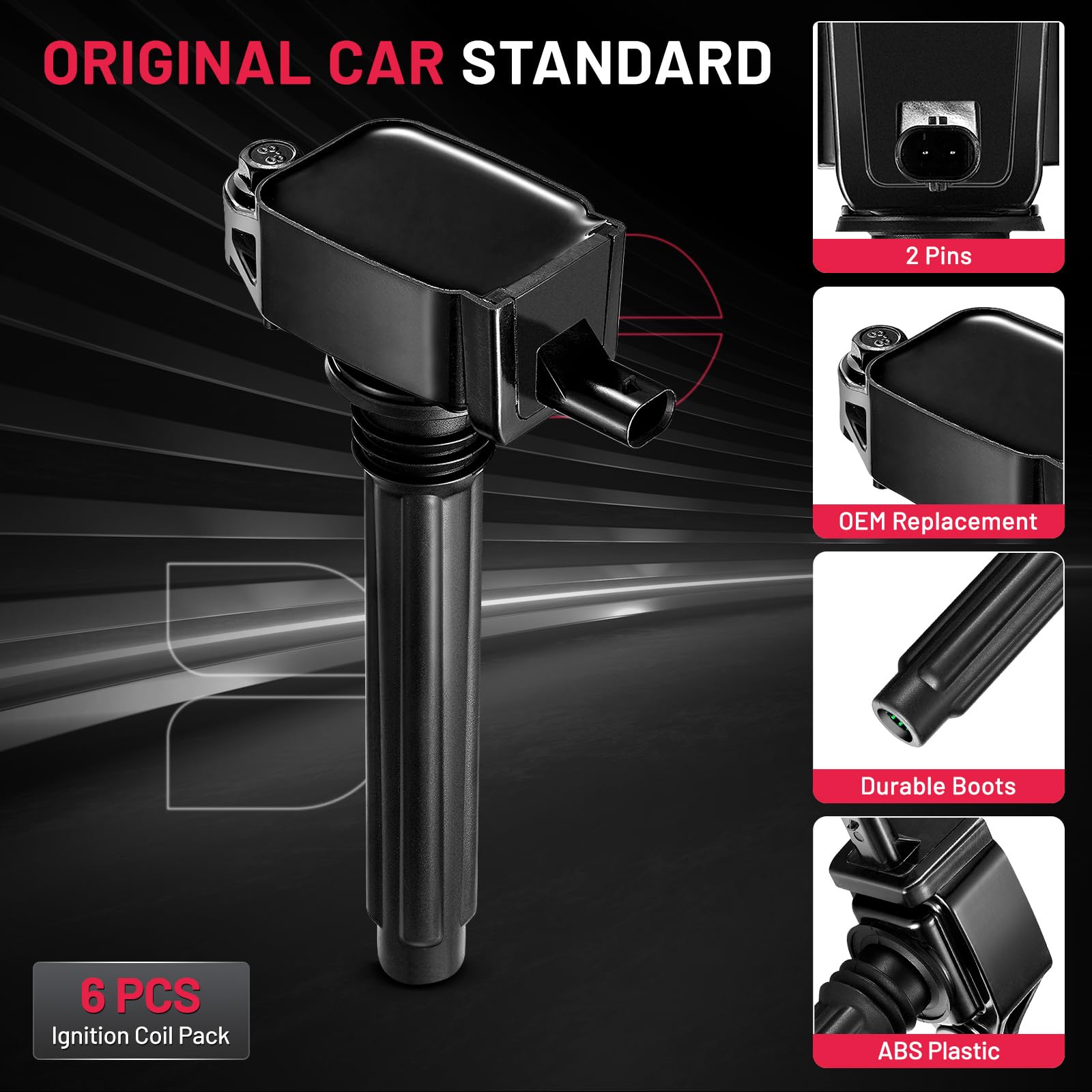 Bdfhyk Ignition Coil Pack Uf648 Set Of 6 Compatible With Chrysler 300 Dodge Challenger Charger Jeep Grand Cherokee Wrangler Ram