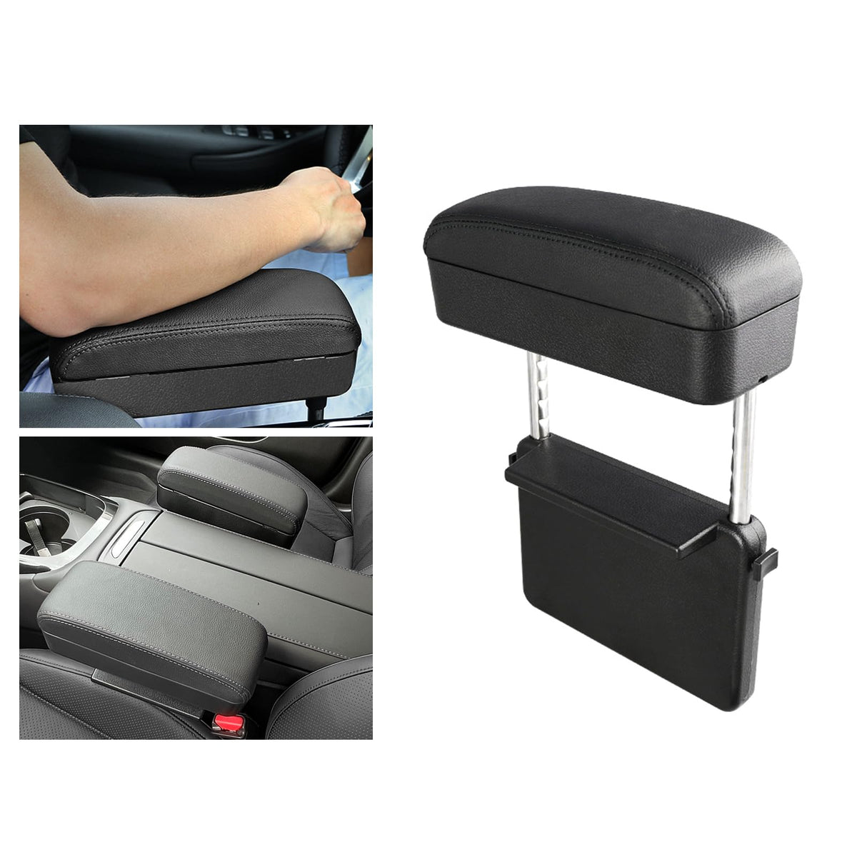 Cdefg Armrest Support Elbow Rest Pad Armrest Extender, Console Storage Organizer, Adjustable Height Comfort Arm Rest Pads, Universal Fit For Most Car Models (Black)