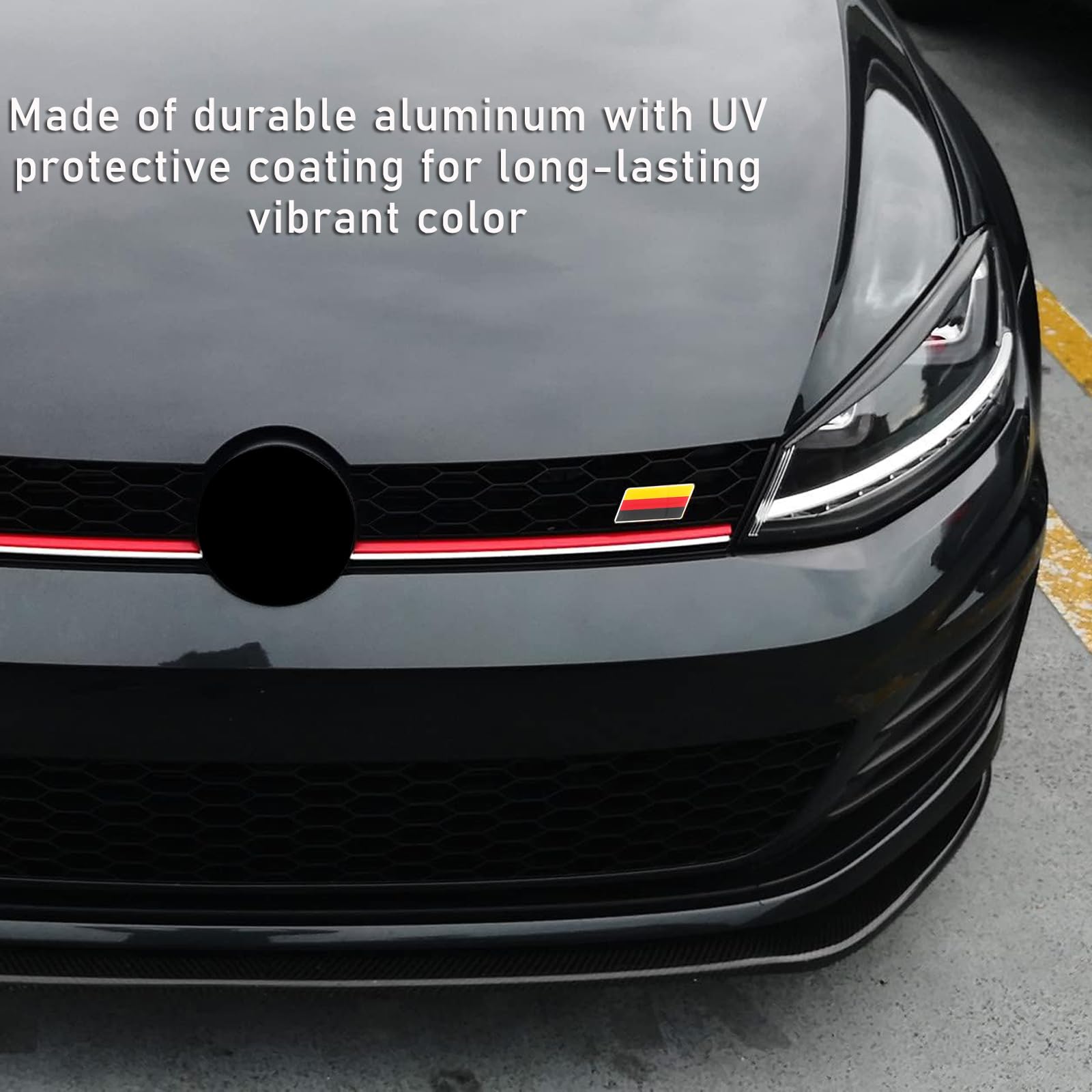 Ziciner 3D Germany Flag Emblem Badge With L Shaped Mounting Bracket, Auto Front Fender Badge Sign Emblem, Car Front Grill Bumper