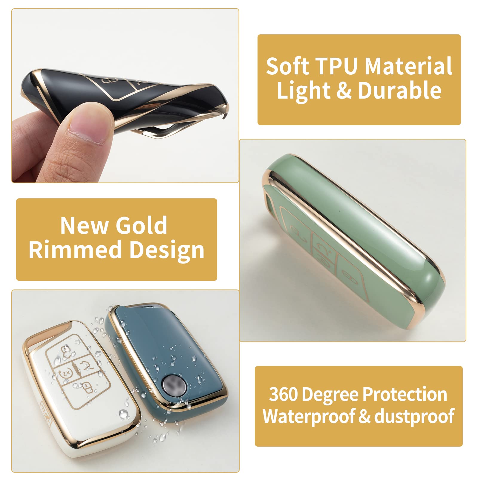 Gematay For Vw Volkswagen Key Fob Cover With Keychain, Key Shell Cover Holder For Volkswagen Tiguan Atlas Jetta Passat Golf Alltrack Smart Remote Control, Blue