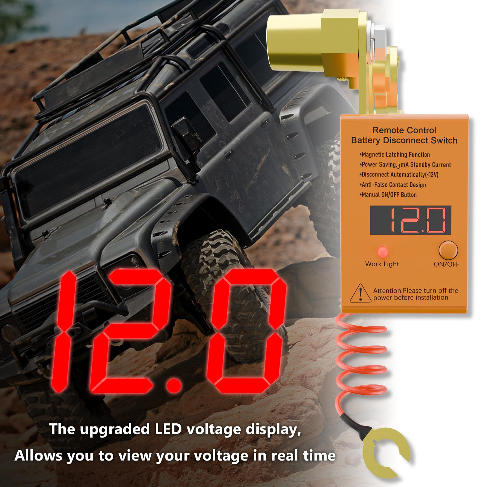 Remote Battery Disconnect Switch 12V, 240A, Dzsscy Upgrade Smart Voltage Car Kill Switch Anti-Theft, Prevent Battery Drain, Remo