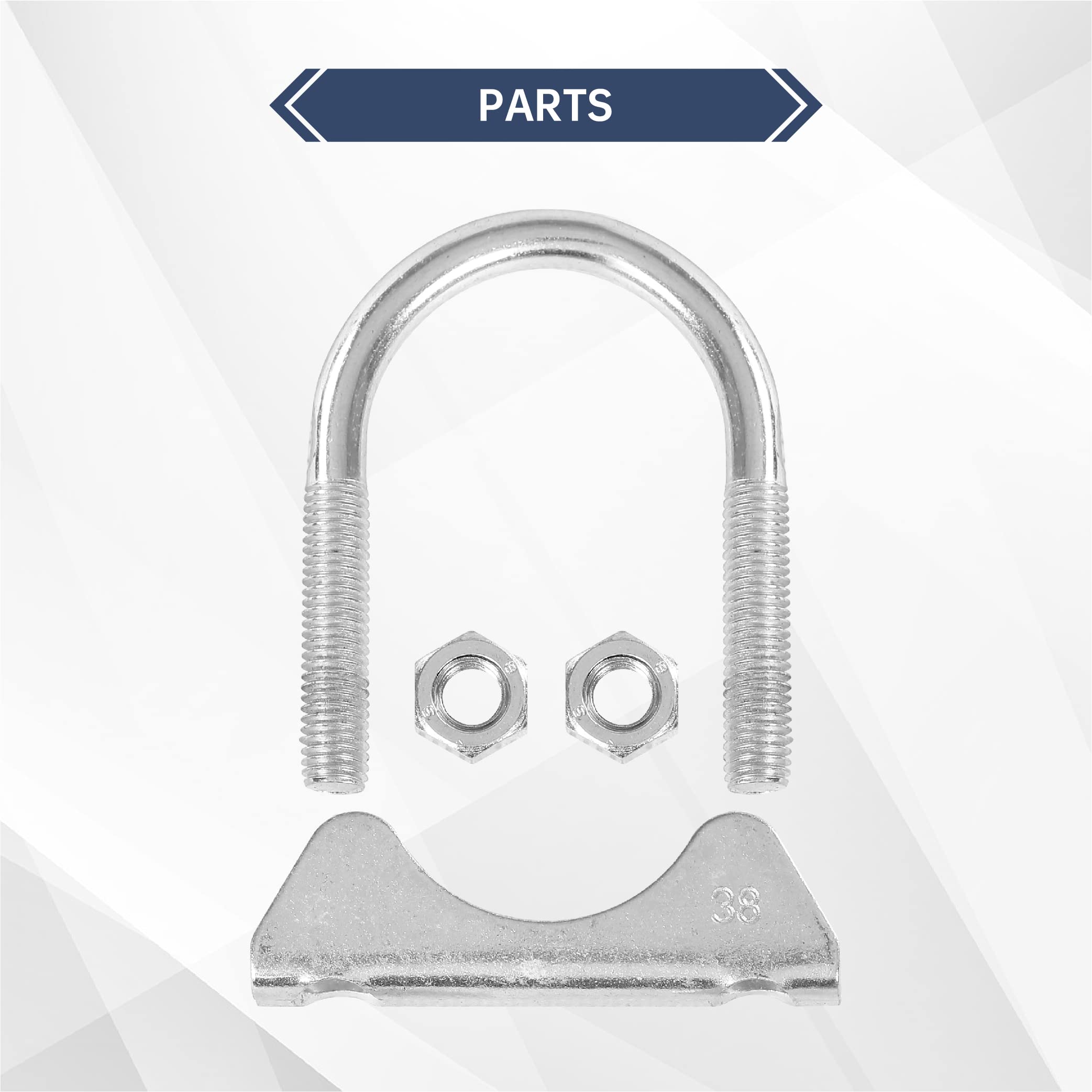 Batoneco 1.25'' U Bolt Clamp, Muffler Exhaust Clamps,1-1/4 Inch Saddle Style Heavy Duty Mild Steel(4-Pack)