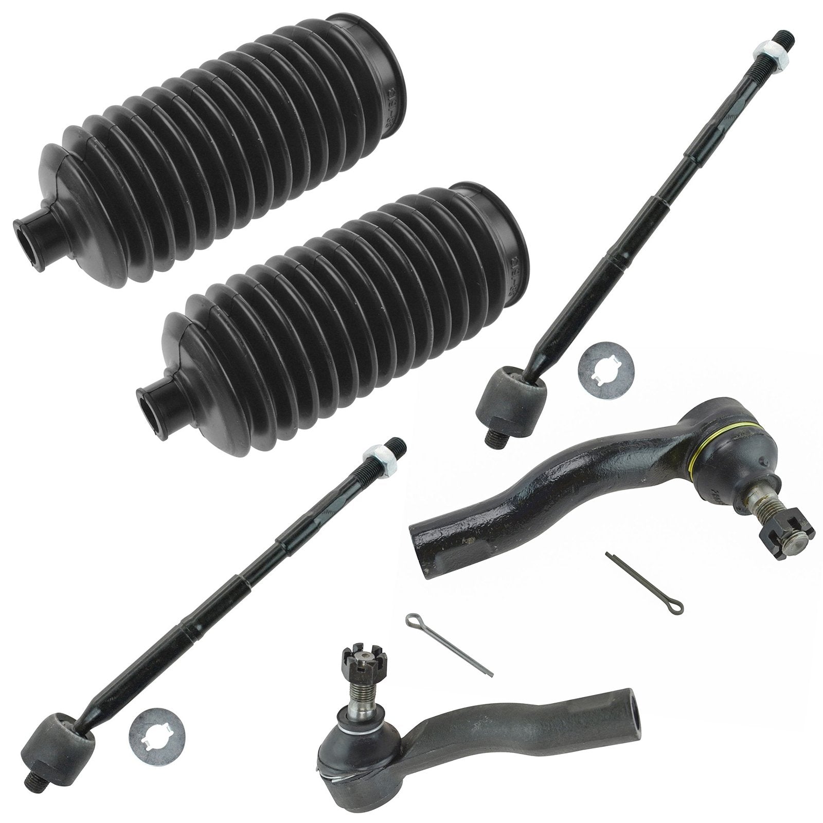 Trq Front Driver & Passenger Side Steering Kit Steering Rack & Pinion Bellow Tie Rod Compatible With 2005-2010 Scion Tc