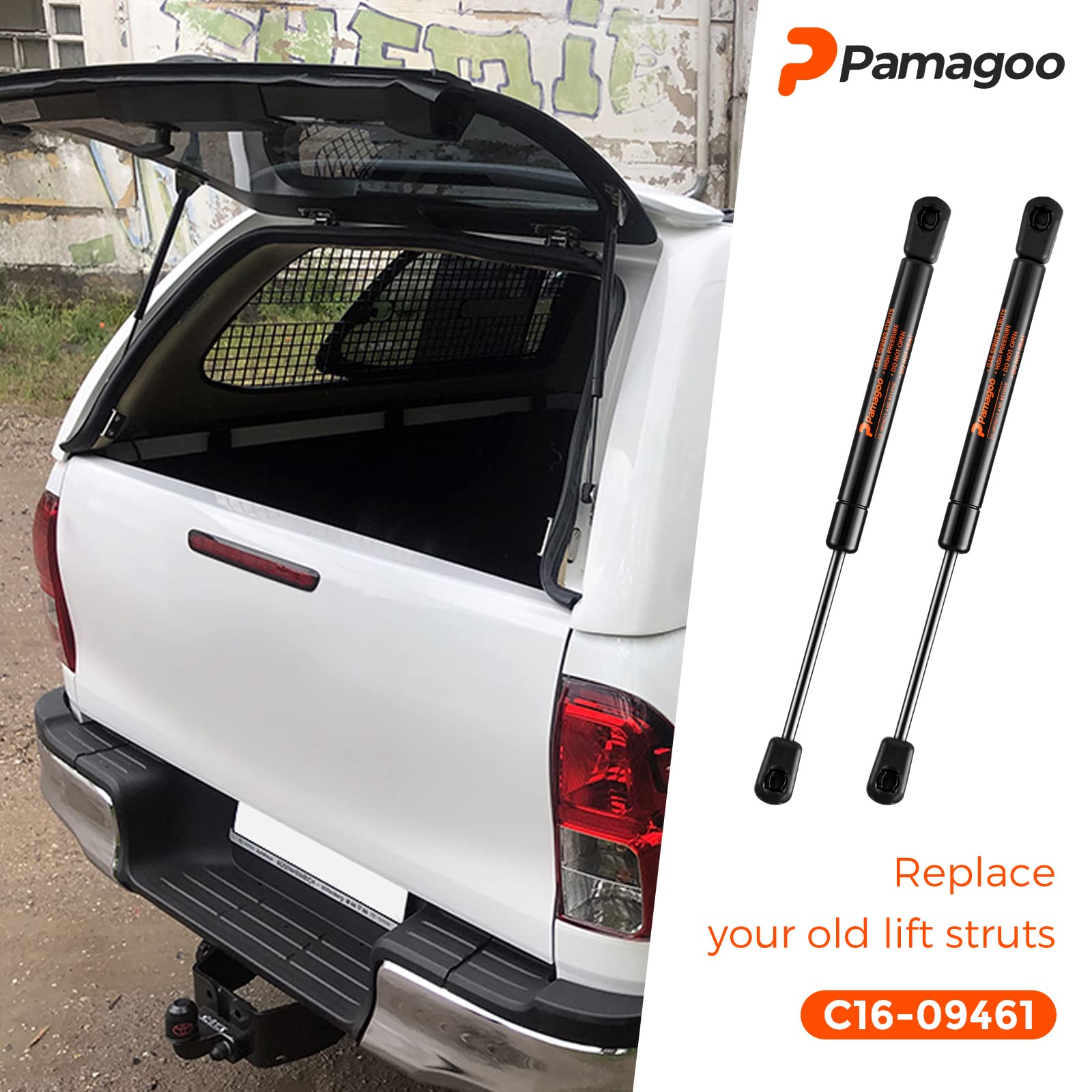 Pamagoo C16-09461 C1609461 14 Inch Gas Shock 40 Lb 178 N Per Prop, Replacement Gas Spring Strut Lift For Camper Truck Rear Windo