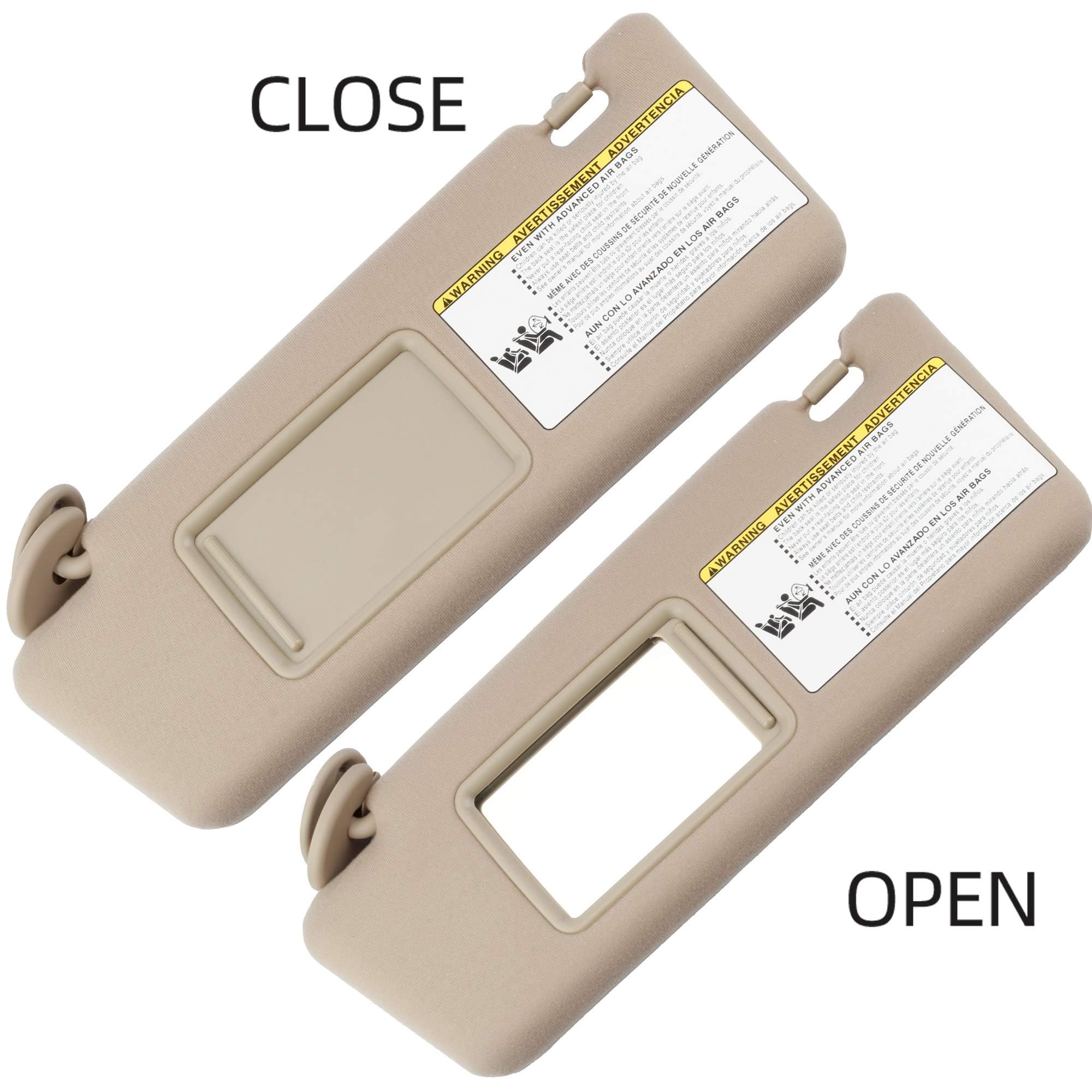 Dasbecan Left Driver & Right Passenger Side Sun Visor Compatible With Toyota Tacoma 2005-2012 2013 2014 2015 (Beige)