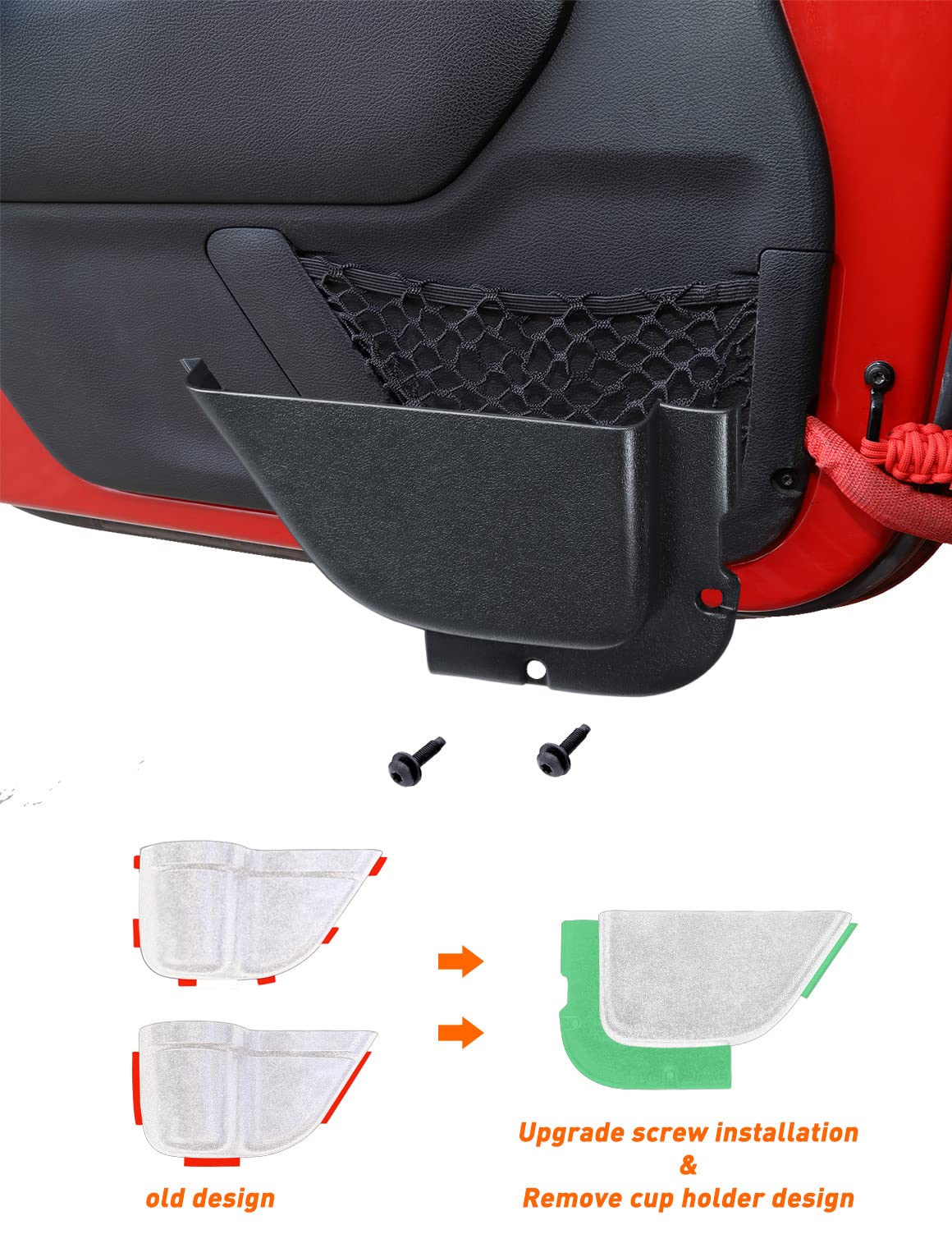 Savadicar Dp5 Front Door Storage Pockets Without Cup Holder, Door Side Insert Box Organizer For 2011-2018 Jeep Wrangler Jk Jku 2/4 Door, Interior Expansion Accessories, Black, 2 Pcs