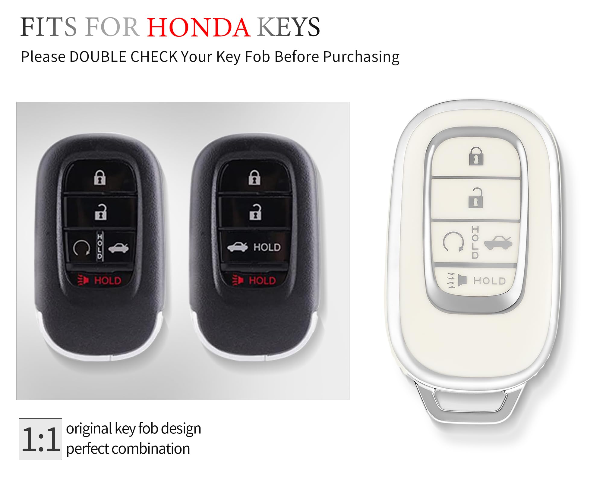 OFFCURVE Key Fob Cover for Honda, Special Car Key Case Compatible with 2022 2023 Honda Civic Accord HR-V CR-V Pilot Sport SI EX