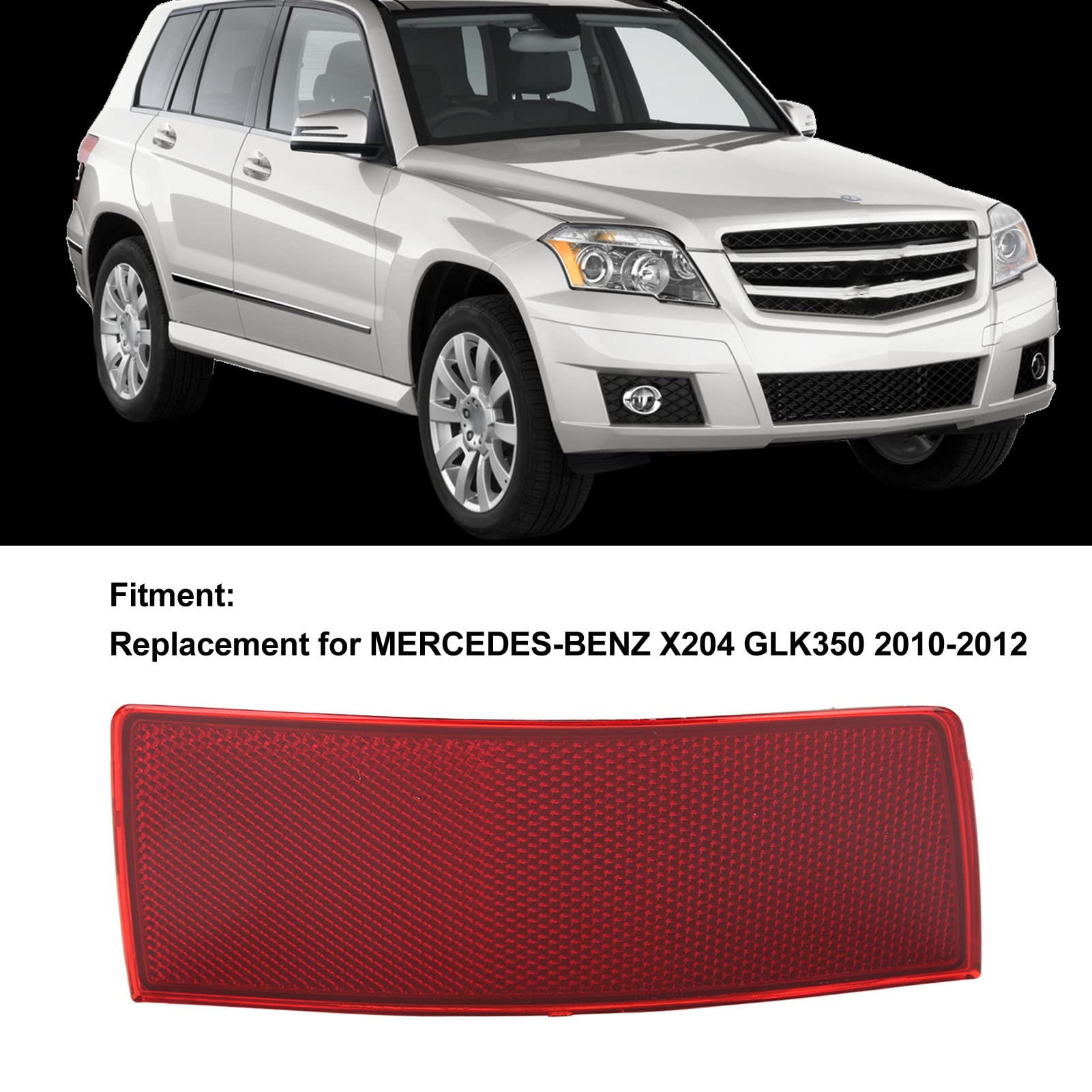 Car Tail Bumper Reflector, Rear Bumper Reflector Red Increased Visibility Replacement For Benz X204 Glk350 2010-2012 (Left 2048200174)