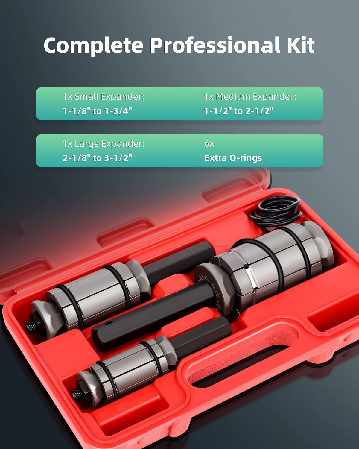 SCITOO 3-Pieces Pipe Expander Tool Set 1-1/18'' to 3-1/2'', Tail Pipe Expander Compatible with Most Vehicles and Trucks