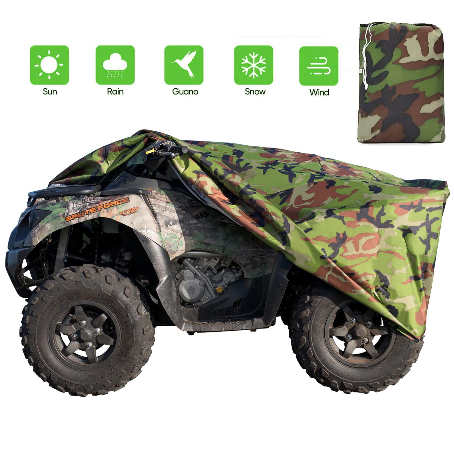 Xyzctem Waterproof Atv Cover, Heavy Duty Meterial Protects 4 Wheeler From Snow Rain Or Sun, Large Size Universal Fits Up To 82 I
