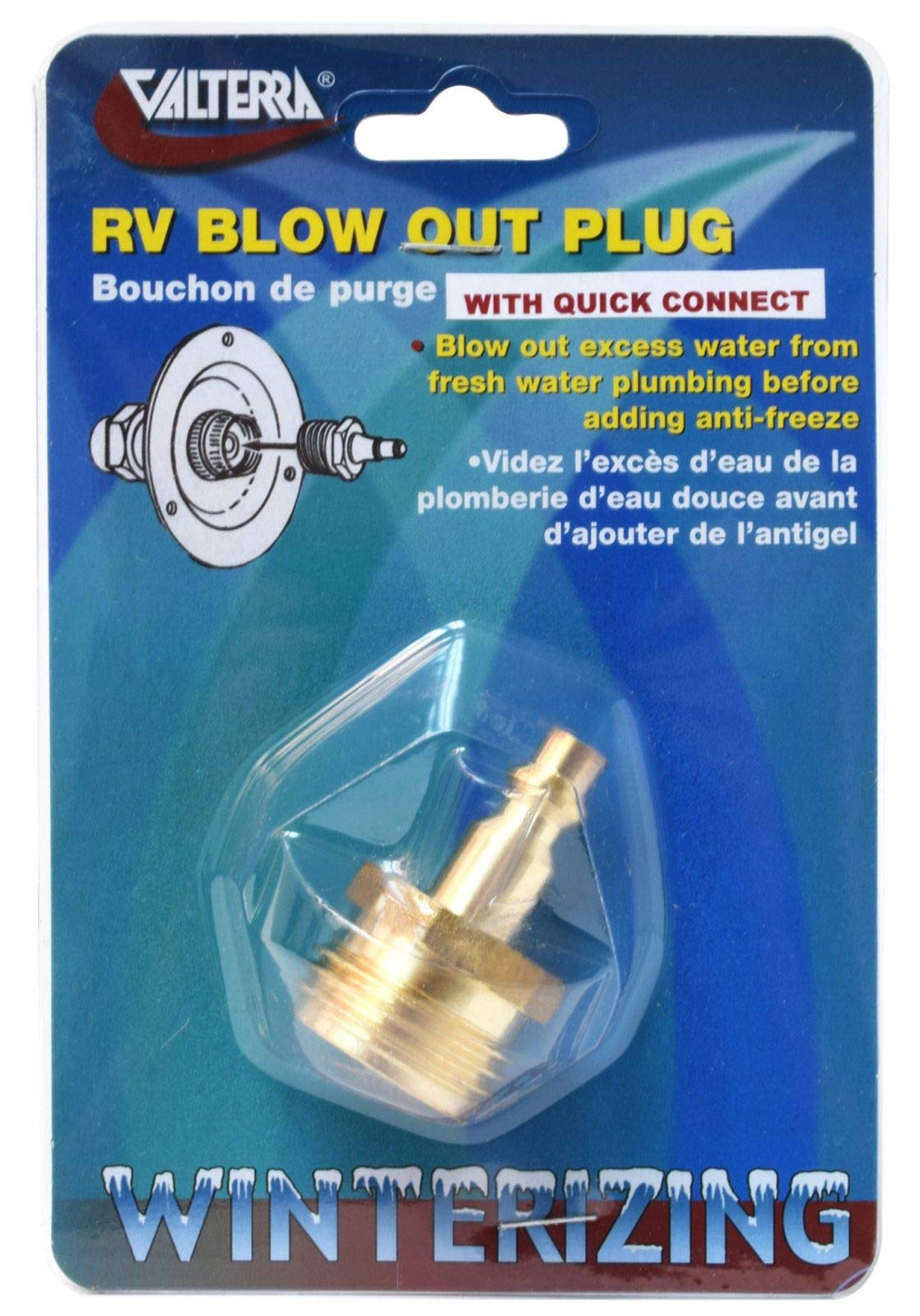 Valterra P23510Lfvp Brass Rv Blow Out Plug With Quick Connect