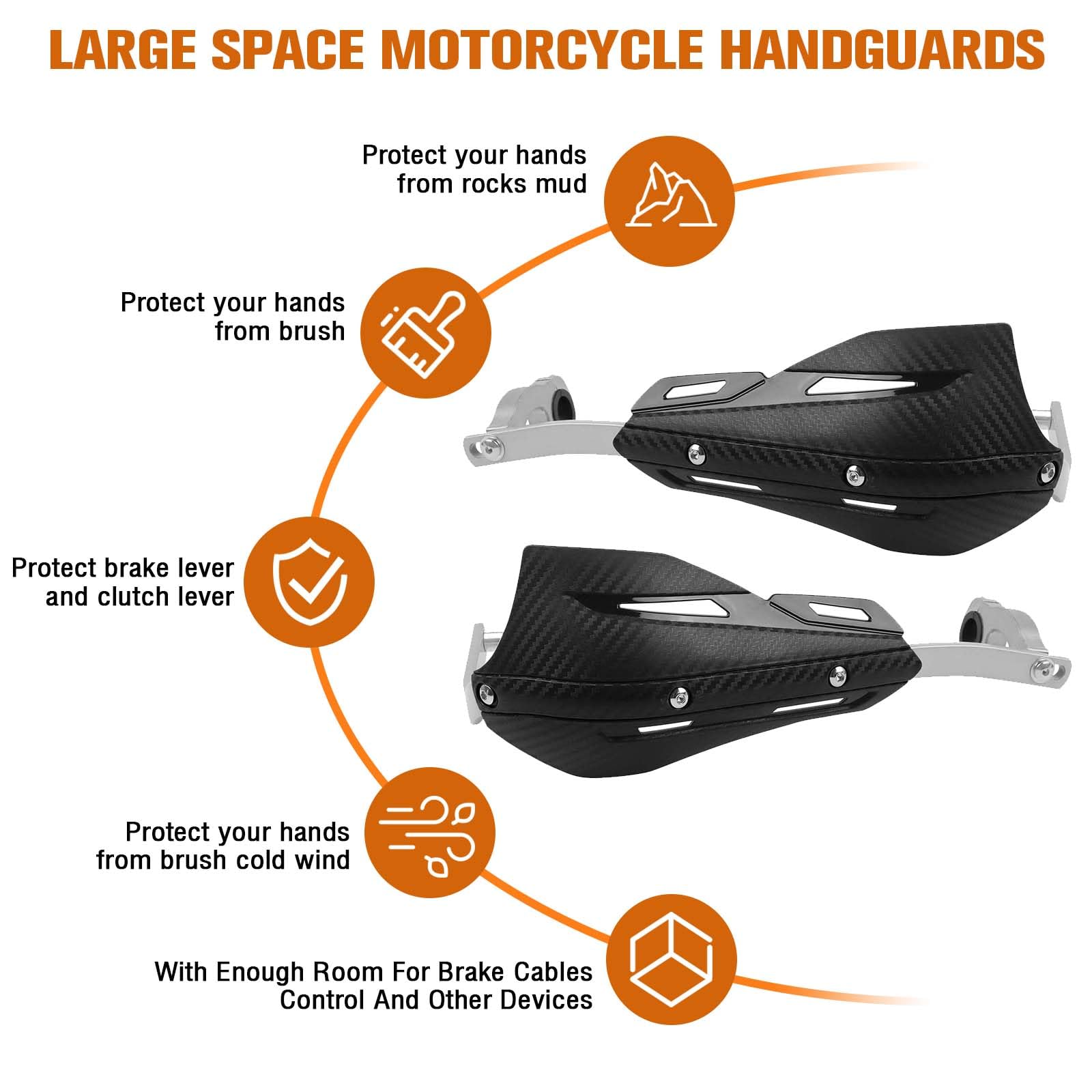 Chifun Handguard For 7/8' 22Mm And 1 1/8' 28Mm Motorcycle Handlebar Brake Lever Protection Hand Guard Cnc Aluminum Compatible With Atv Motorbike Motocross Supermoto Racing Dirt Pit Bike