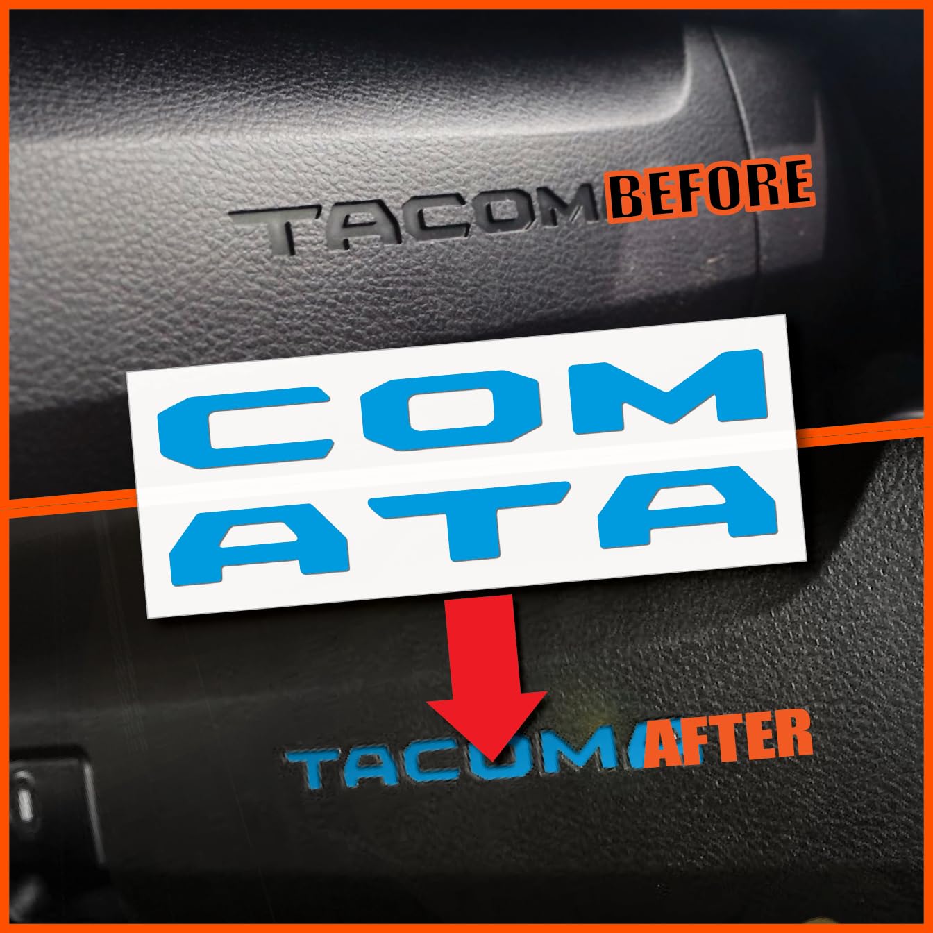 (2 Sets) Prime Series UV Weatherproof Vinyl Decals for Glove Box Dashboard Letter Inserts Compatible 2016-2023 Toyota Tacoma (Gl