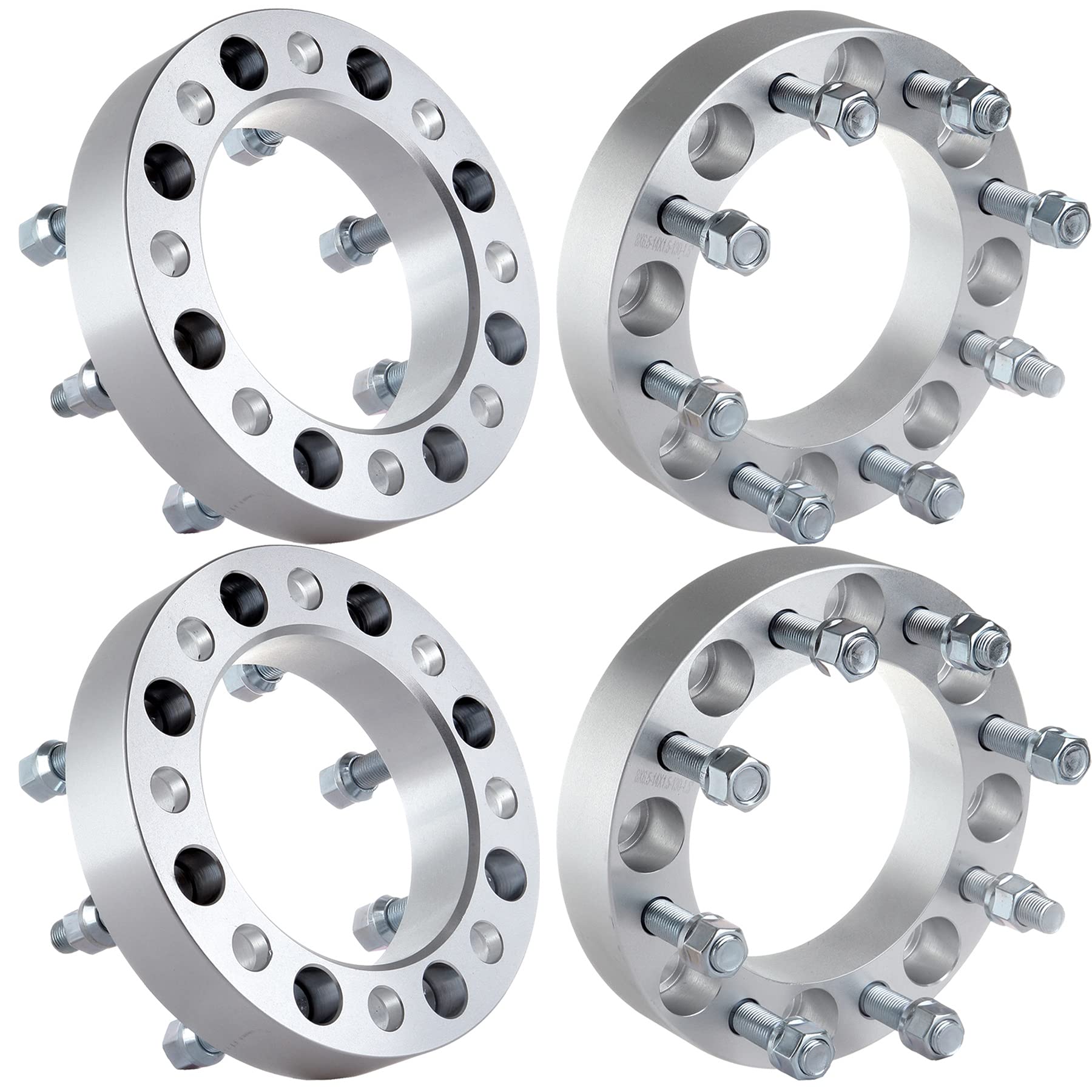 Scitoo 4Pcs 1.5 Inch 8 Lug 8X6.5 Wheel Spacers 8X165.1Mm Center Bore 130Mm Studs 14X1.5 Studs Wheel Spacers Compatible With 2001-2010 For Sierra Hd 2500 1999-2010 For Sierra 3500
