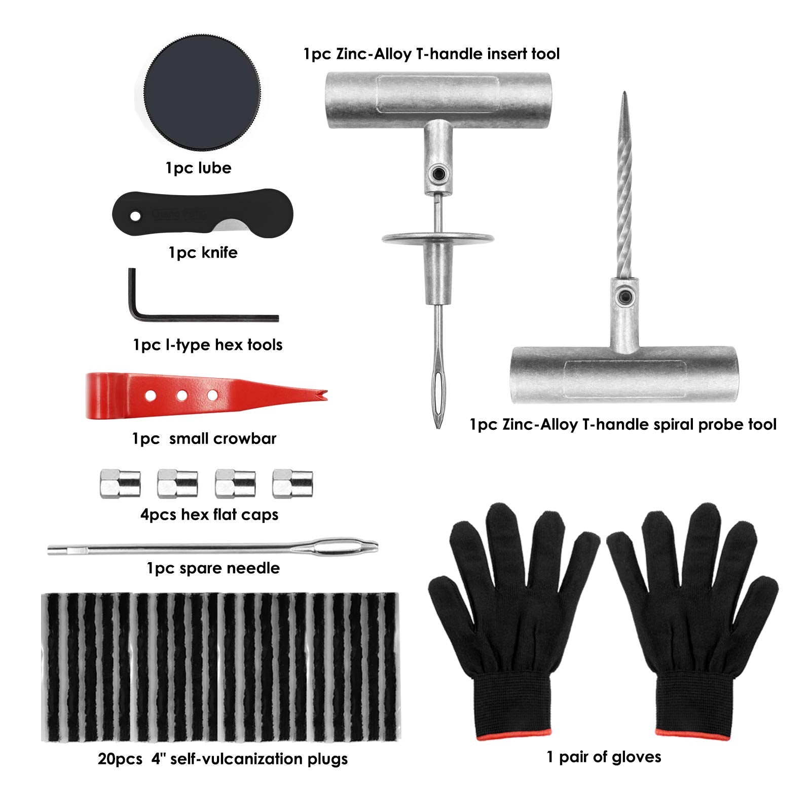Handfly Tire Repair Kit, 34Pcs Heavy Duty Tire Plug Kit, Universal Tire Repair Tool Kit To Fix Punctures And Plug Flats Tire Patch Kit For Car, Motorcycle, Truck, Tractor, Trailer, Arb, Atv, Rv, Suv