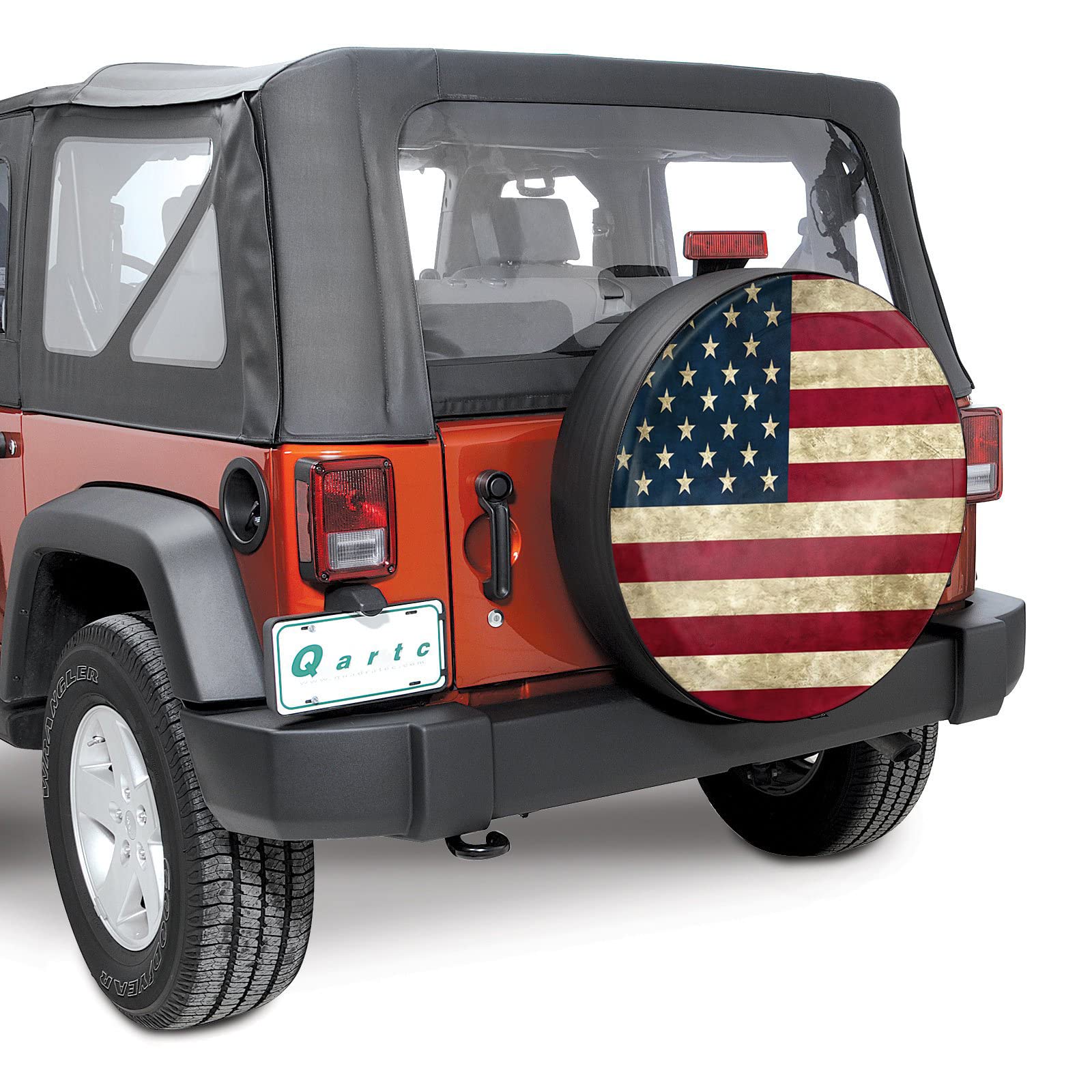 Jusen Retro American Flag Spare Tire Cover Fit For Jeep Rv Truck Suv Travel Camper Trailer 14',15',16',17',Waterproof And Dustproof Protection Tires