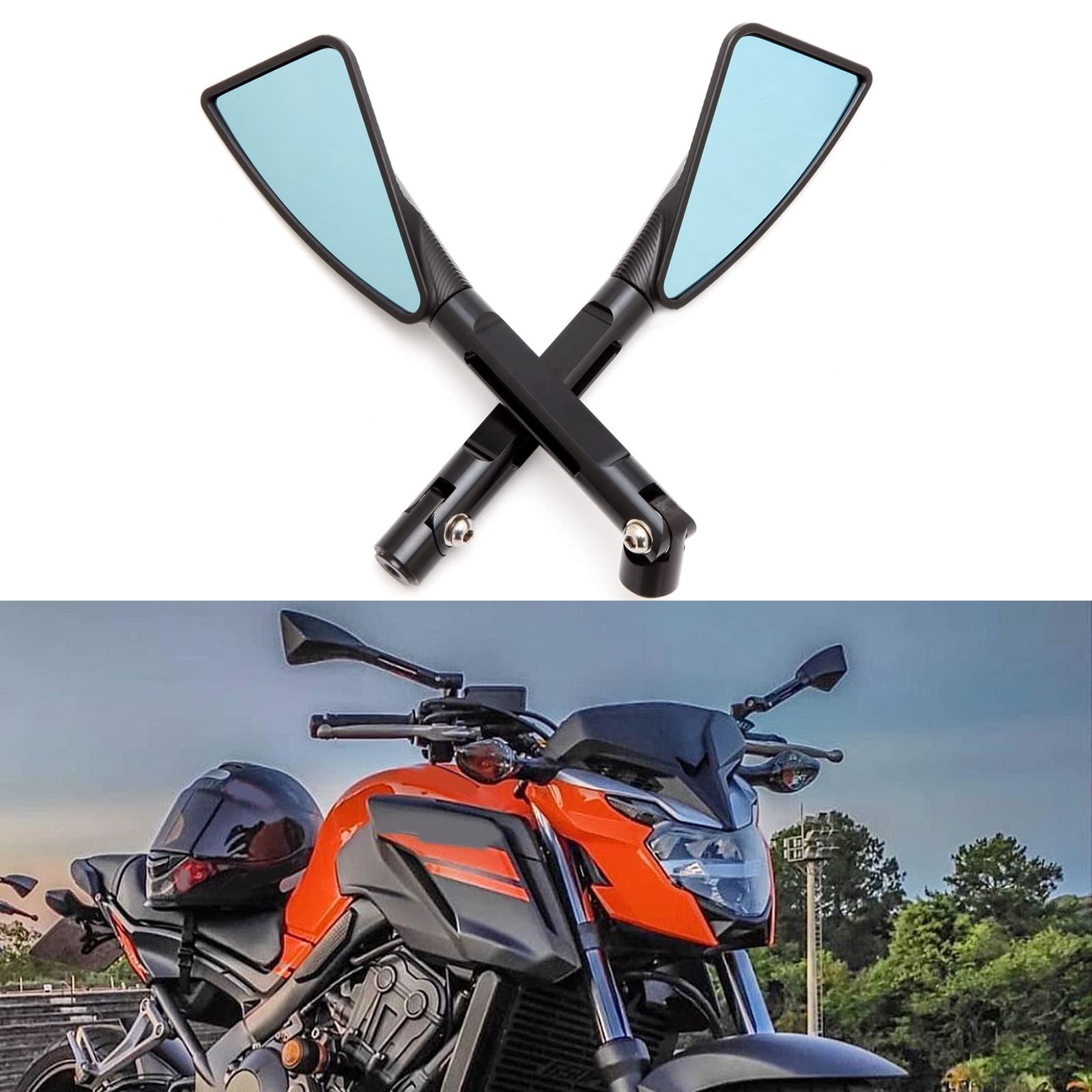 JMTBNO 8mm 10mm Universal CNC Motorcycle Handlebar End Mirror, Motorcycle Side Rearview Mirrors for Street bike Sport bike Dirt 
