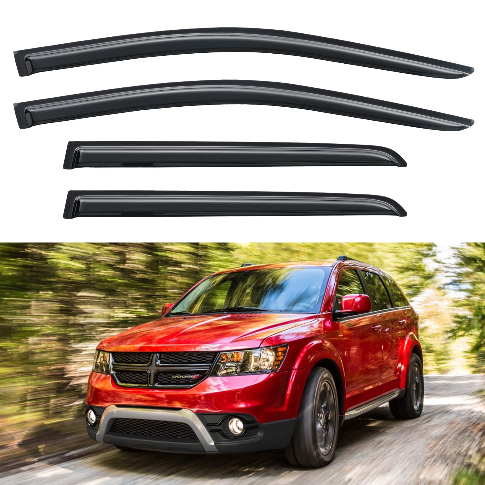 Window Visors Rain Guards Shield for 2009-2020 Dodge Journey, Window Vent Wind Deflectors Visors Shades for 09-20 Dodge Journey