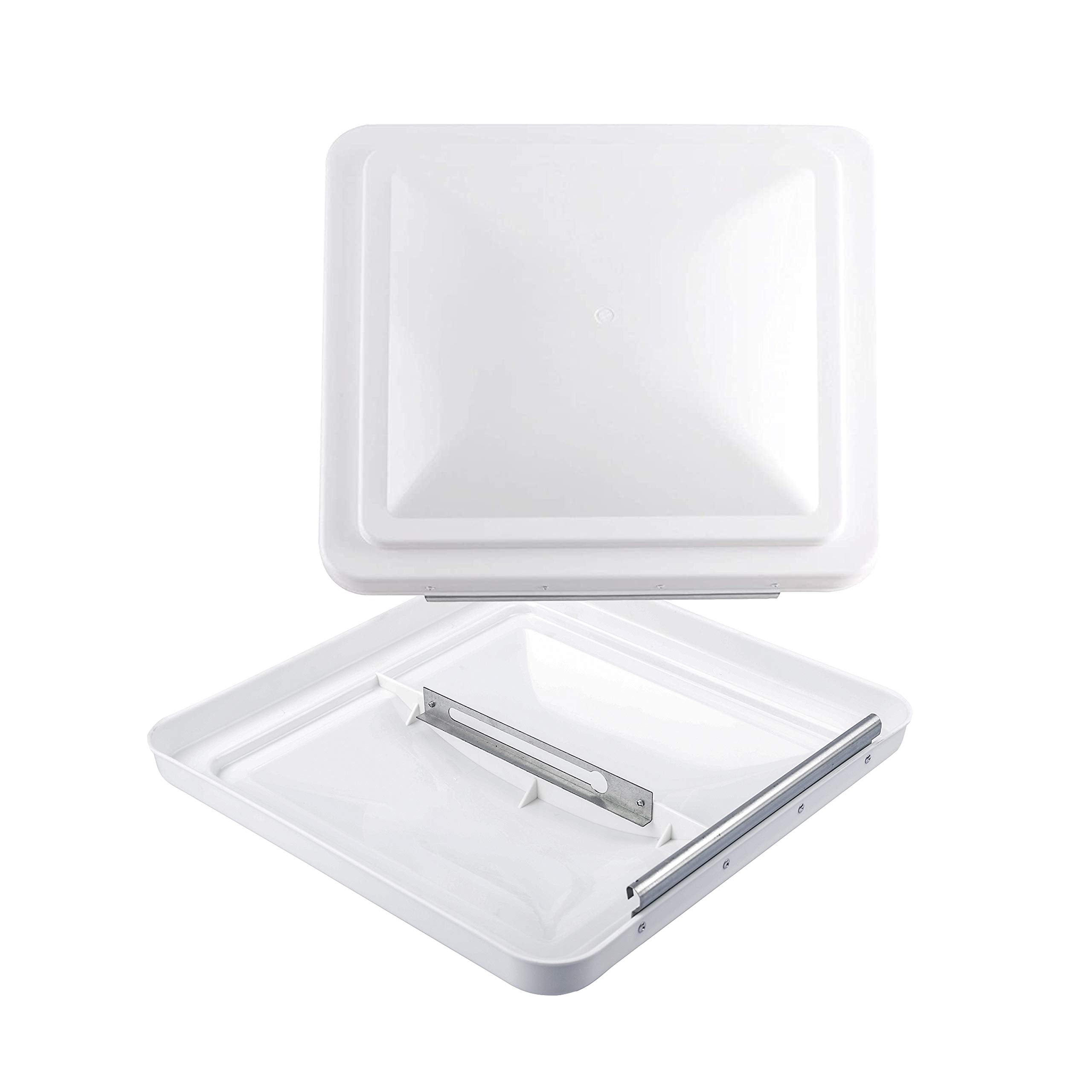 RVGUARD RV Roof Vent Cover 14 Inches, Universal Replacement Vent Lid White (2 Pack), Compatible with Ventline (pre 2008) & Elixi