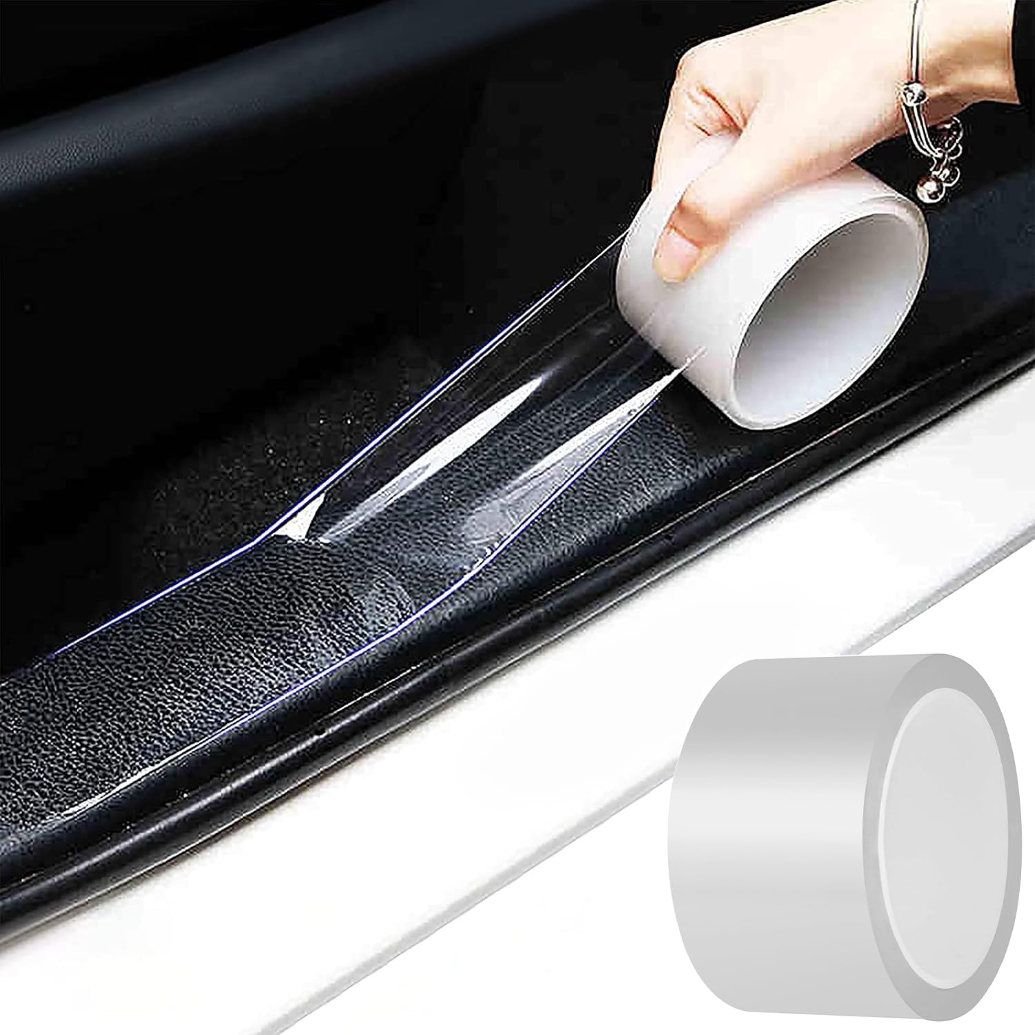 Myfamirea Anti-Scratch Anti-Collision Adhesive Strip Car Door Edge Guard Protector Strip Car Scuff Plate Protectors Transparent
