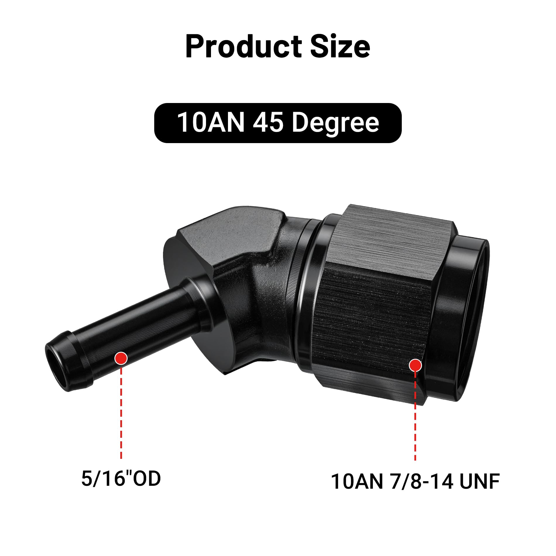Evil Energy 10An Female To 5/16'' Barb Hose Fitting 45 Degree Swivel