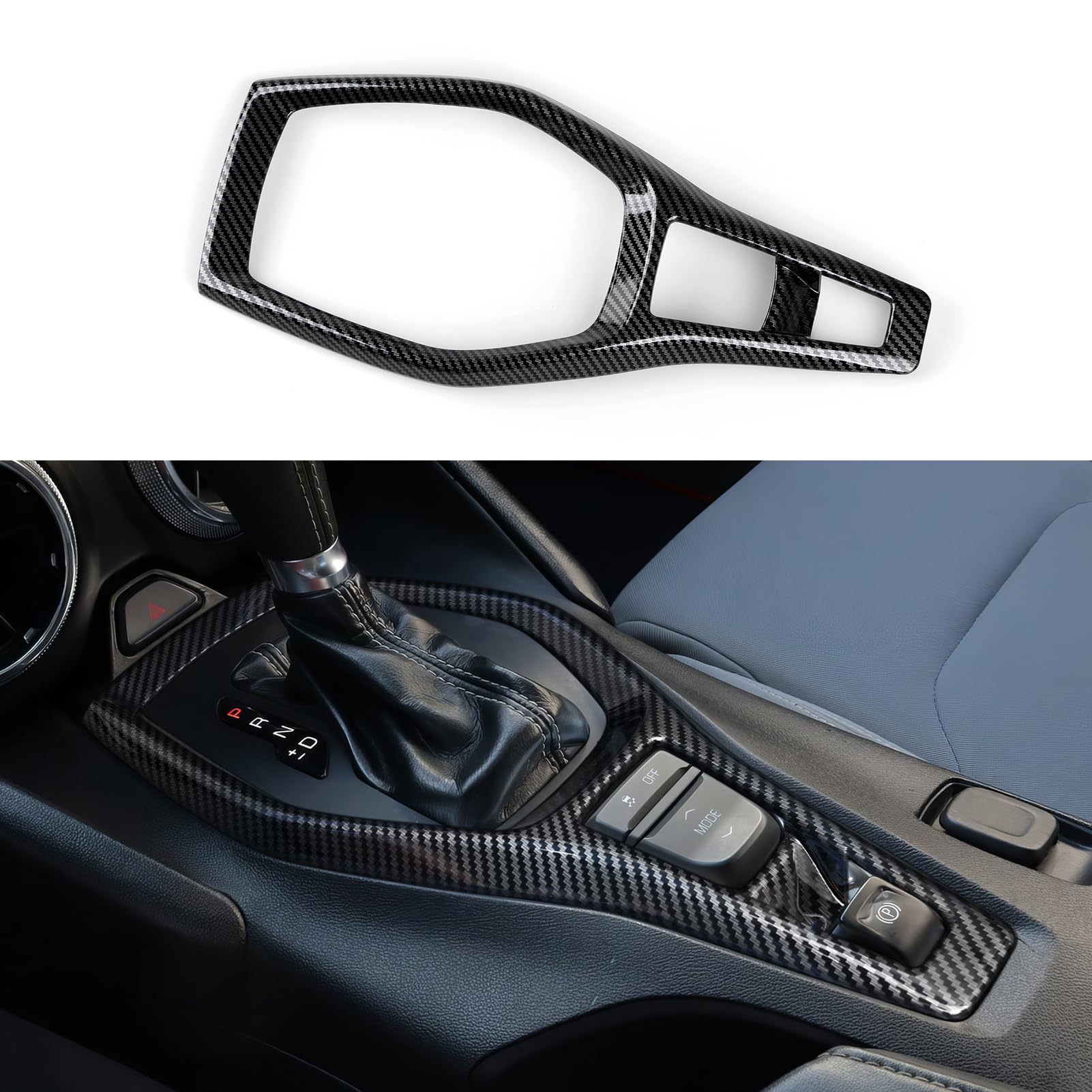 Car Gear Shift Control Panel Sticker ABS Carbon Fiber Decal Interior Trim Cover for Chevrolet Camaro 2016 2017 2018 2019 2020 20