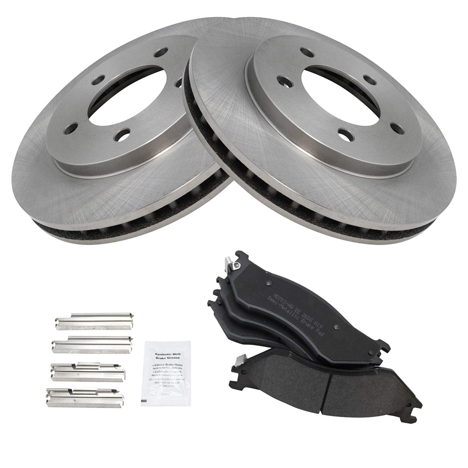 Trq Front Brake Pad & Rotor Kit Brake Pads Brake Rotor Semi-Metallic Compatible With 1997-2002 Ford Expedition 1998-2002 Lincoln
