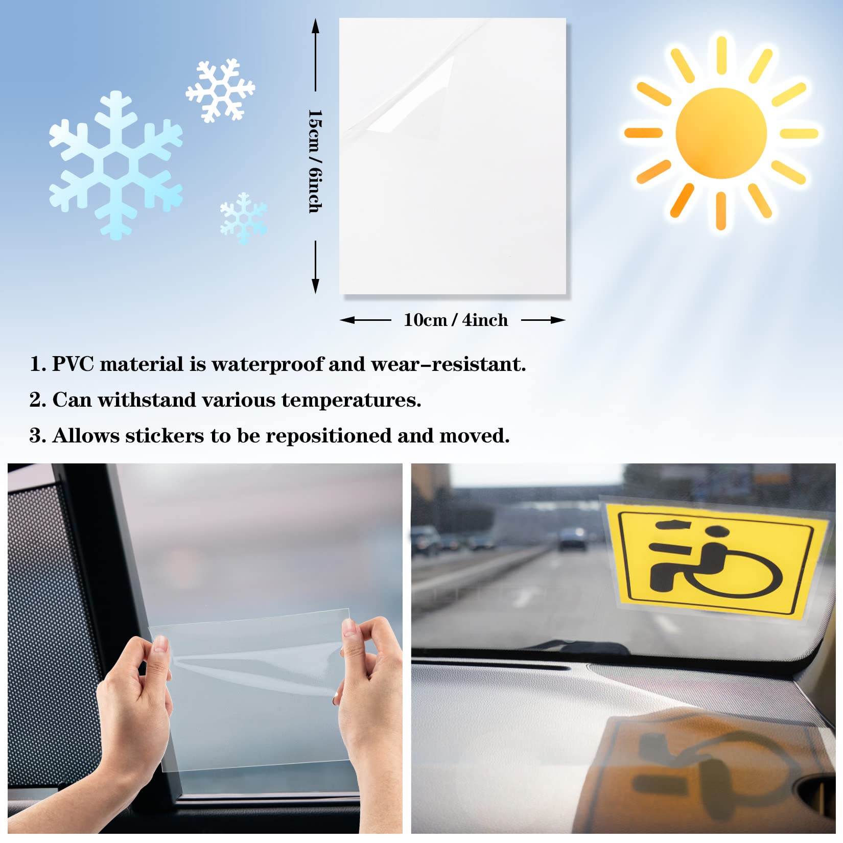 PSLER Car Windshield Sticker, Windshield Applicator, Clear Window Cling Car Inspection Sticker Holder Static Cling Window Film f