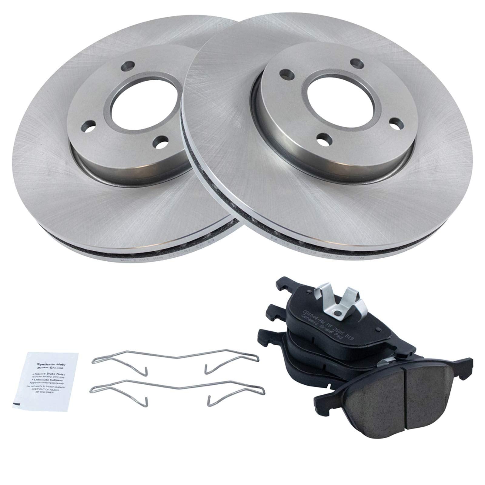 Trq Front Brake Pad & Rotor Kit Brake Pads Brake Rotor Ceramic Compatible With 2005-2007 Ford Focus