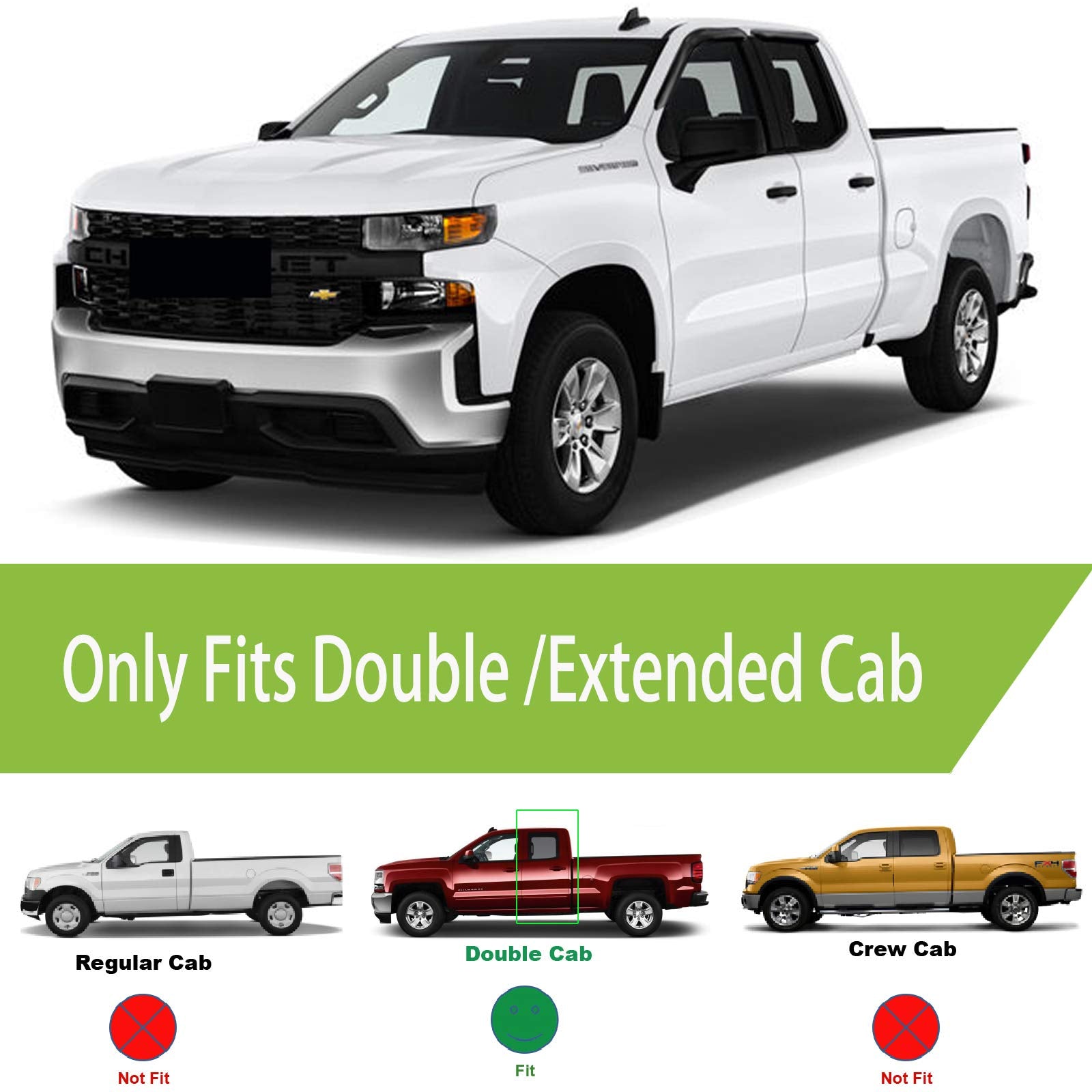 Side Window Deflectors Vent Window Visor For 2015-2018 Silverado & Sierra 1500 2500Hd 3500Hd Double Cab/Extended Cab Rain Guard