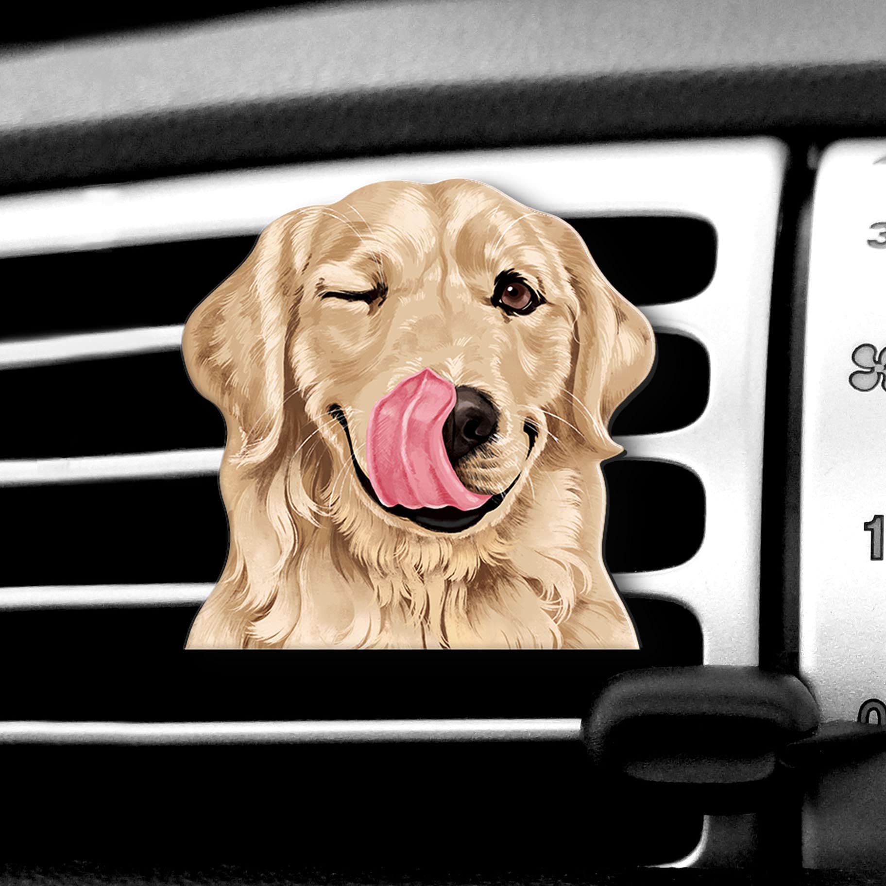 WIRESTER Fresh Scented Car Air Freshener Vent Clip, Decorative Accessories, Interior Decoration for Cars - Cute Winking Golden R