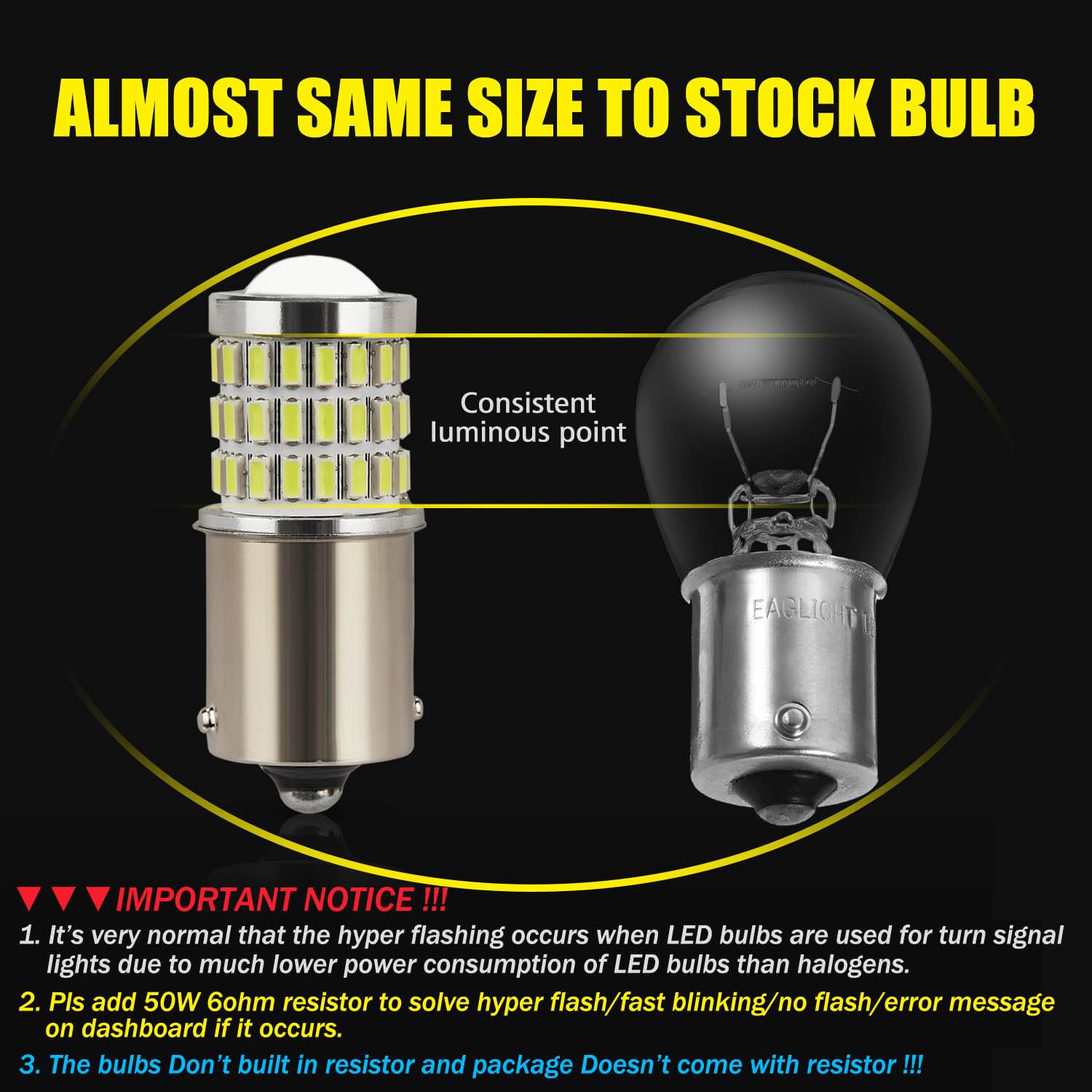 Auxlight 1156 Ba15S 1003 1156A 1141 7506 Led Bulbs Xenon White, Ultra Bright 57-Smd Led Replacement For Back Up/Reverse Lights, Brake/Tail Lights, Turn Signal/Parking Or Running Lights (Pack Of 2)