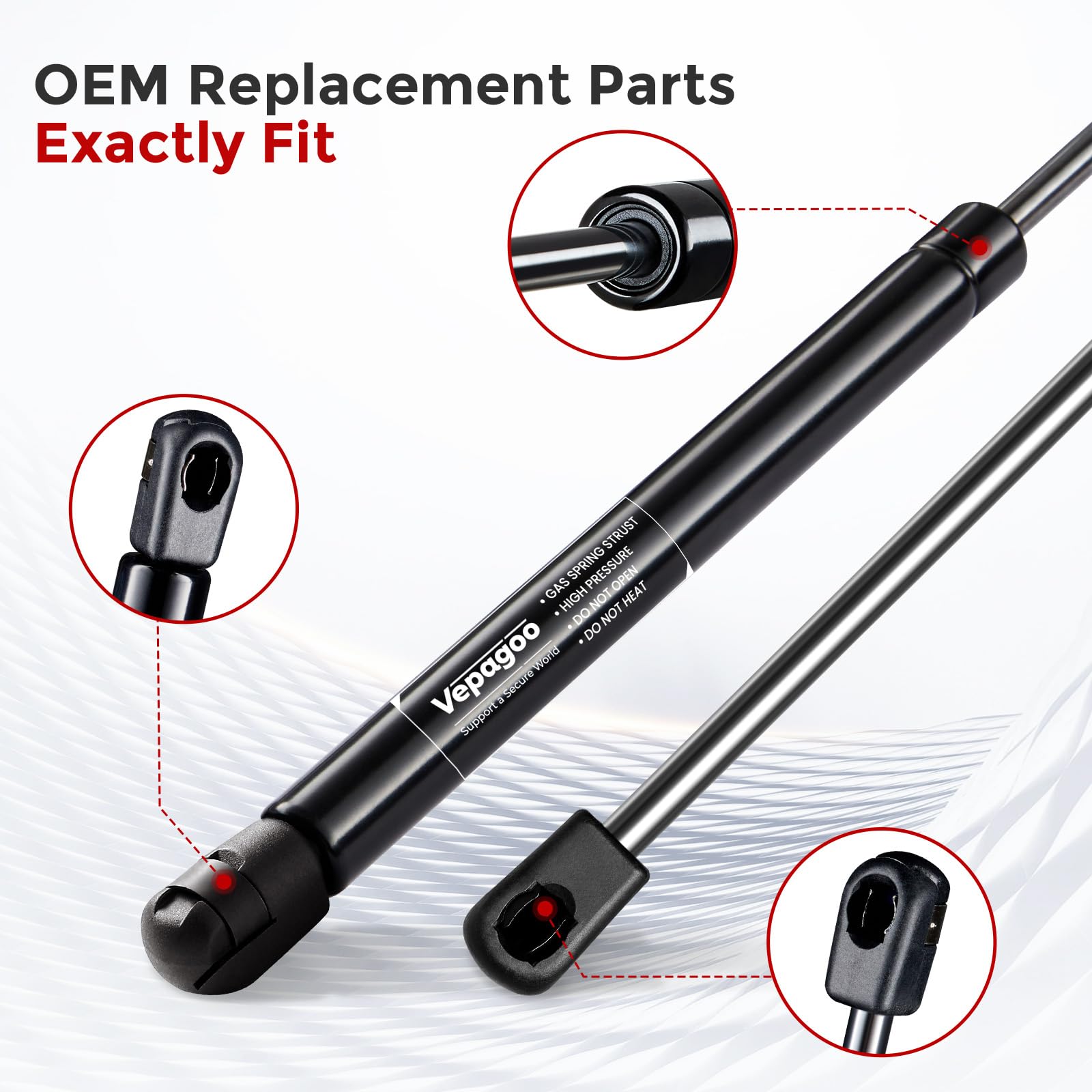 C16-06389 14 Inch 24Lbs/108N Gas Shocks Struts Lift Support For Leer Camper Shell Truck Topper Rear Window, Pickup Toolbox Lid Door, Set Of 2 Vepagoo.