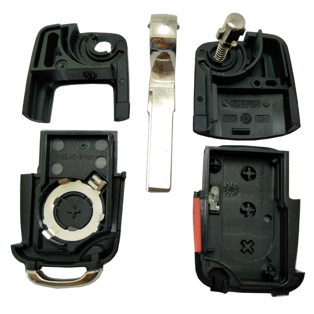 Arruweer Black Replacement Key Fob Shell Case for VW Jetta, Passat, Golf, Beetle, Rabbit, GTI, CC, EOS - 4 Buttons Keyless Entry with Uncut