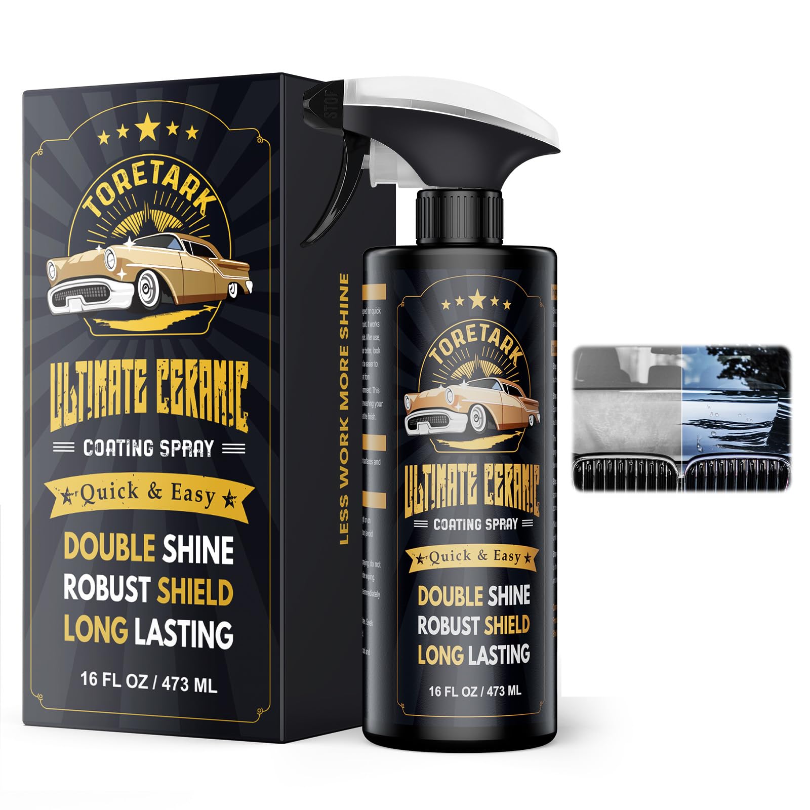 Carceracot Ceramic Coating for Cars (16 oz.), Unmatched Shine Nano Car Wax Coating Spray, No Pungent Smell, Quick Detailer Spray