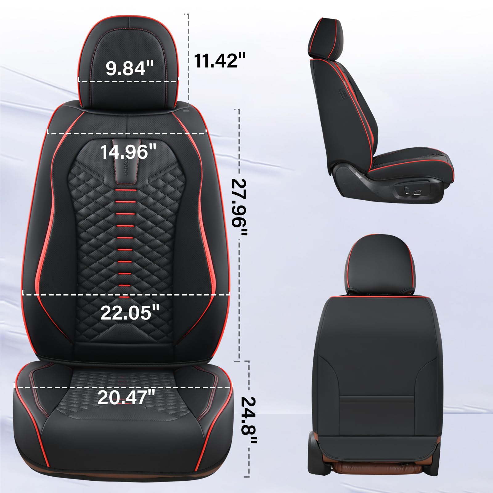 Coverado Seat Covers Full Set, Waterproof Nappa Leather Seat Covers for Cars, 5 Seats Universal Car Seat Protectors, Black Car S