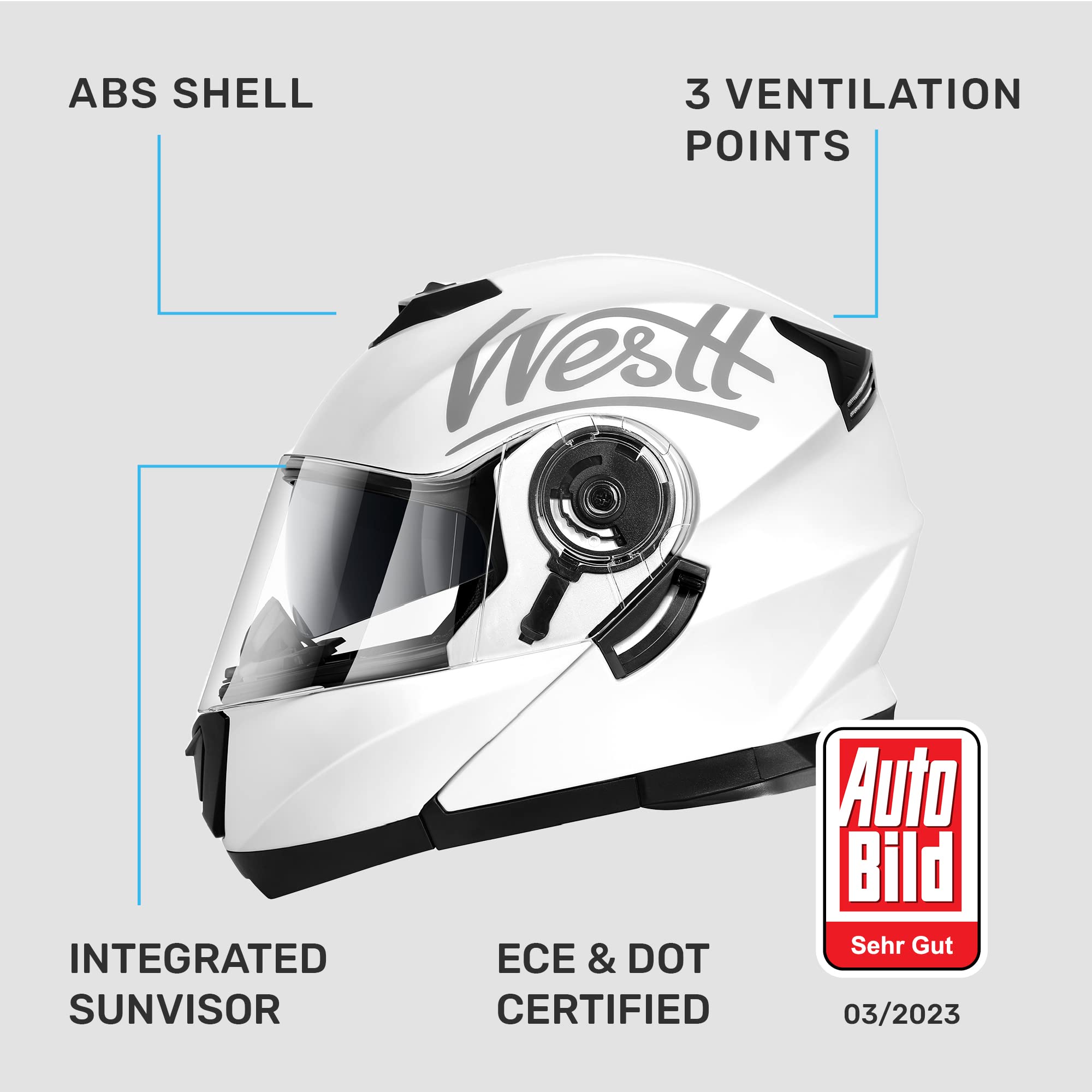 Westt Motorcycle Modular Helmets - Full Face Motorcycle Helmet With Flip Up Dual Visor, Dot Approved Open Face Modular Helmets For Adults Motorcycle, Men Women Helmet For Motorbike Street Bikes Atv