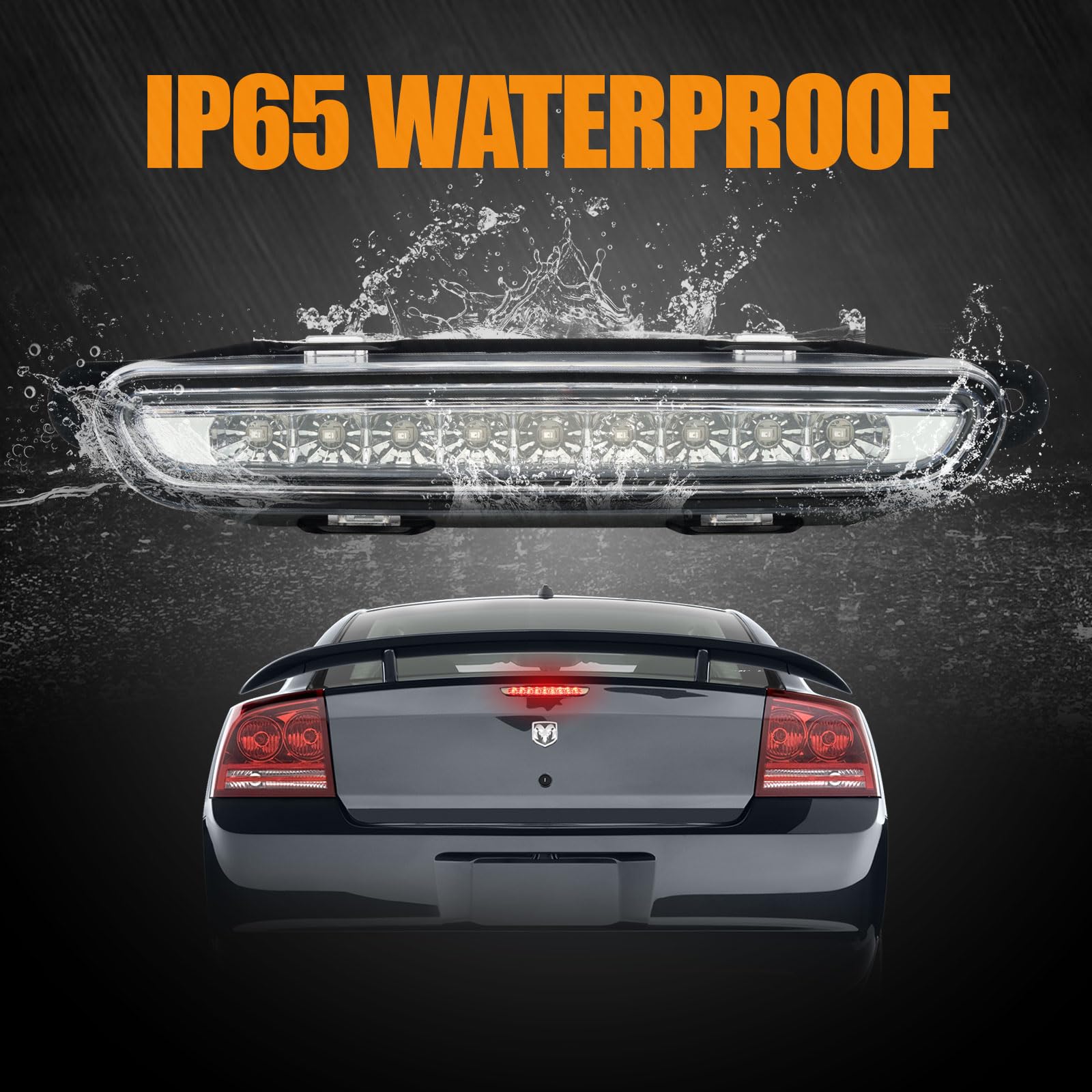 Cxdar Third 3Rd Brake Light Led For 2006-2010 Dodge Charger, High Mount Rear Brake Lights Assembly For 06-10 Charger, Waterproof