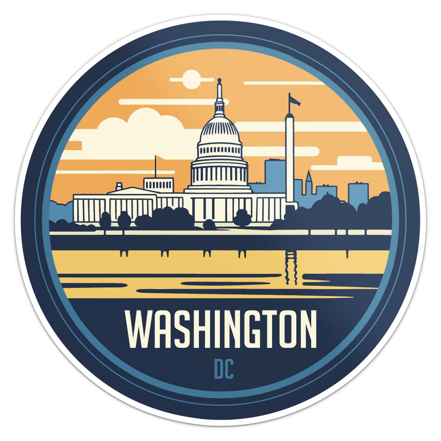 Washington City Sticker - Waterproof Vinyl Decal for Car Bumper, Laptop, Water Bottle, Wall, and Window, Size - 3'' Longer Side