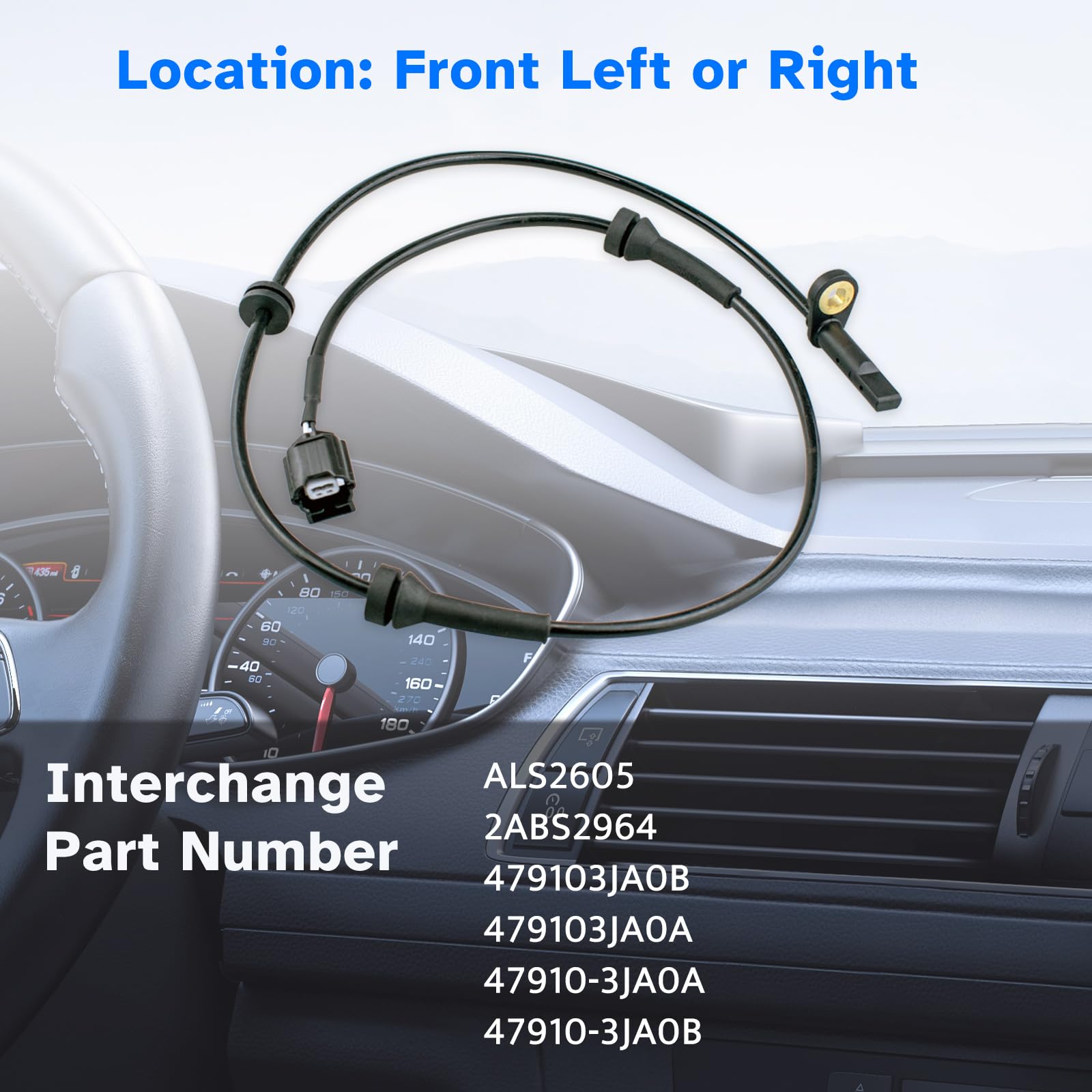 Front ABS Wheel Speed Sensor Left or Right fit for 2013-20 Nissan Pathfinder, Infiniti QX60 2014 2015 2016 2017 2018 2019 2020,