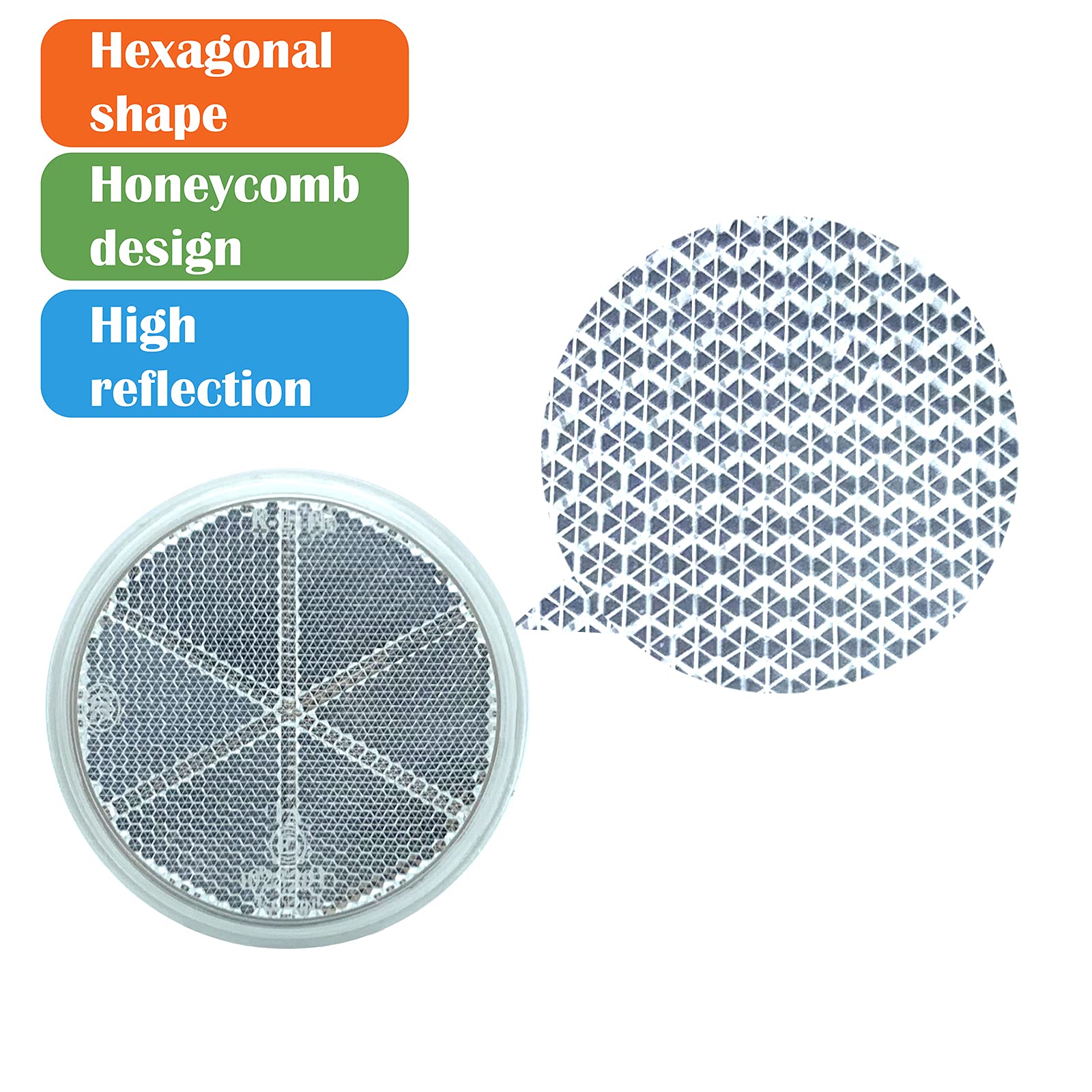 Welnent Emark/Ccc 2Pcs Round Reflector Screw On Trailer Driveway Mailbox (White, F3.14)'