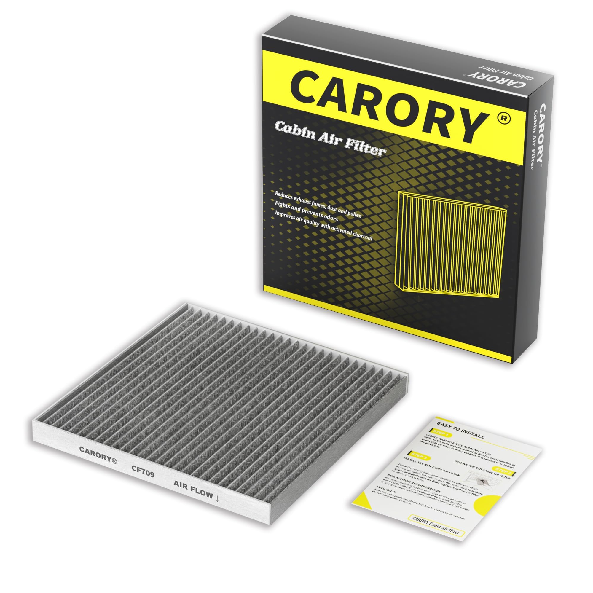 CARORY Cabin Air Filter w/Activated Carbon for Hyundai Accent 12-17, Tucson 05-15, Veloster 12-17, Kia Forte 10-13, Forte Koup 1