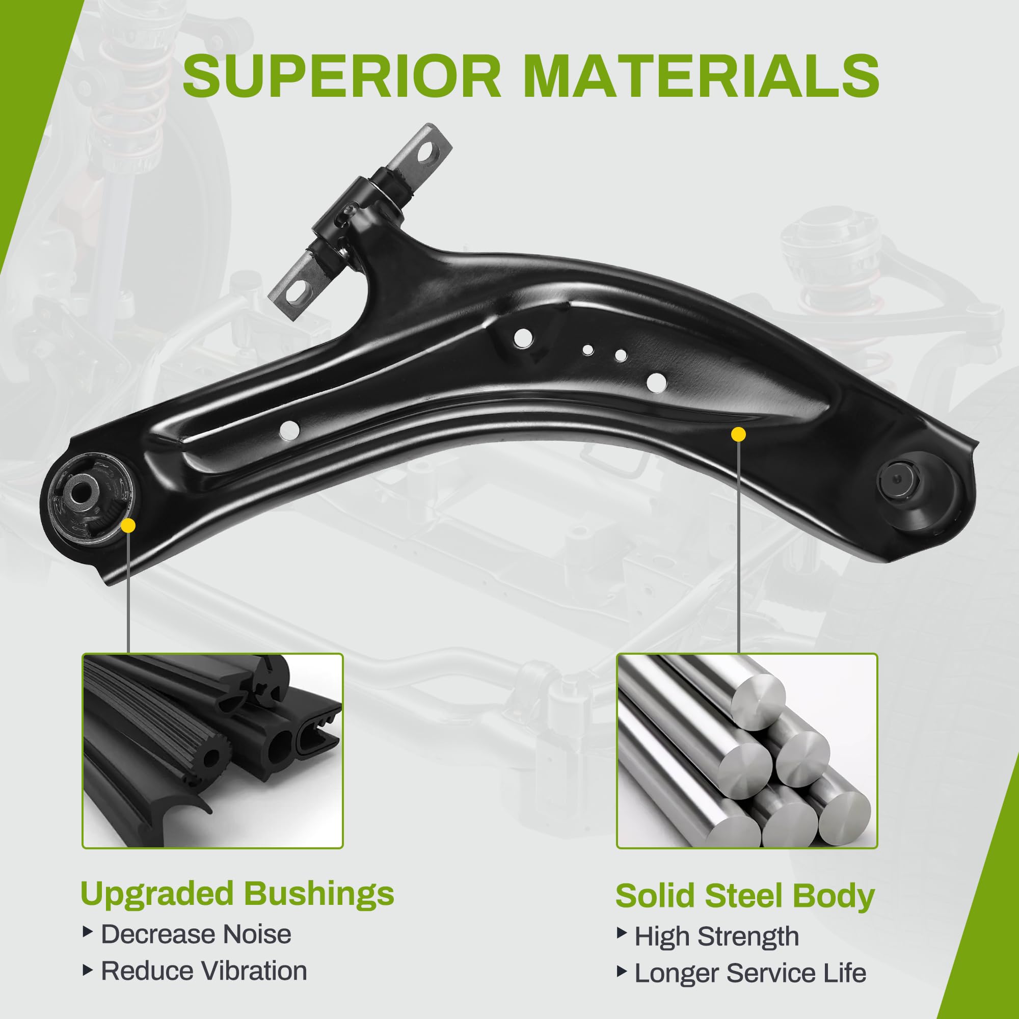 Autosaver88 Front Suspension Kit Compatible With 2014-2019 Rogue, 2017-2019 Rogue Sport, 2017-2018 Qashqai, Front Lower Control