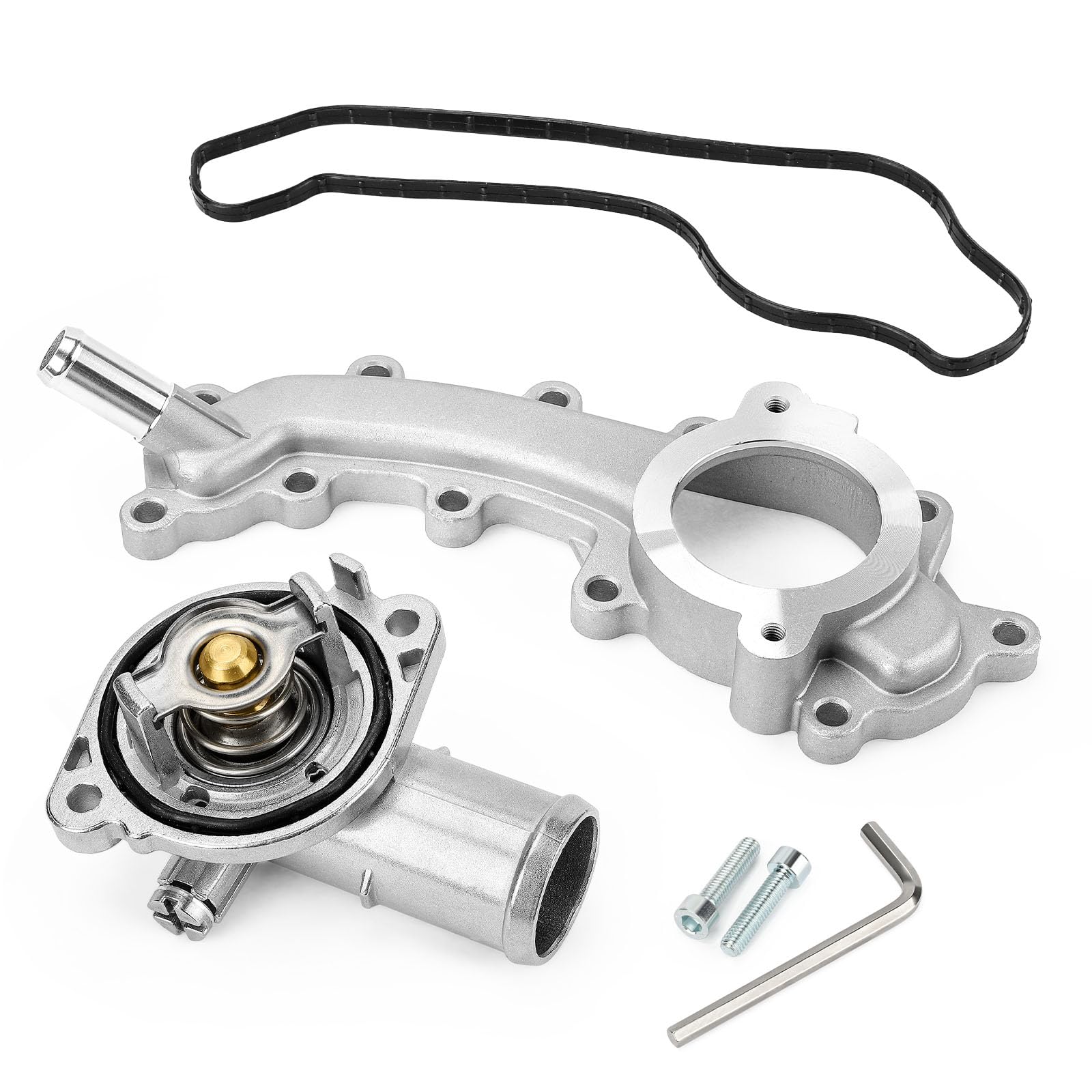 Upgrade Aluminium Thermostat Housing Assembly and Engine Coolant Crossover Water Outlet Pipe for Chrysler 200 Jeep Cherokee Dodg