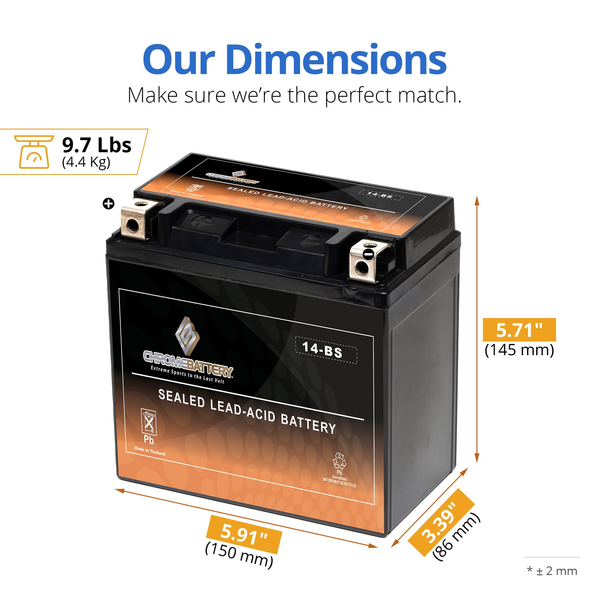 Cb Chromebattery Ytx14-Bs Atv Battery- Rechargeable, Factory Sealed, Replacement For Honda Trx 500 420 450 350 300 Rubicon Forem