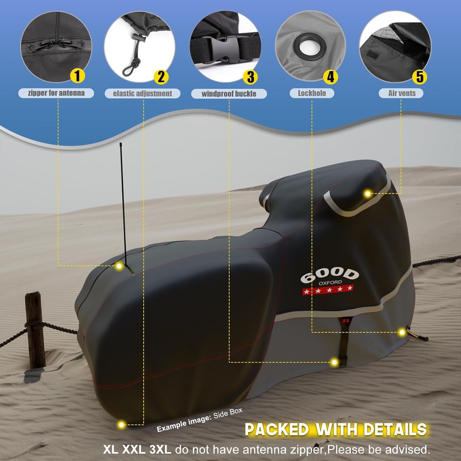 Rosefray Motorcycle Cover 600D Waterproof for Touring Models Harley Davidson Nightster,Sportster, Fat Boy Indoor & Outdoor Stora