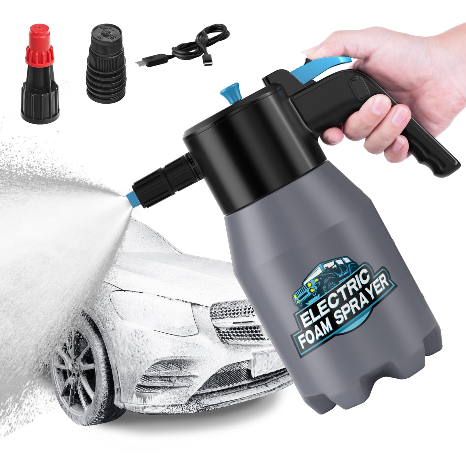 aokway Foam Sprayer Car Wash, Electric Foam Sprayer, Car Soap Foam Pump Sprayer for Cleaning Detailing Portable Cordless Handhel