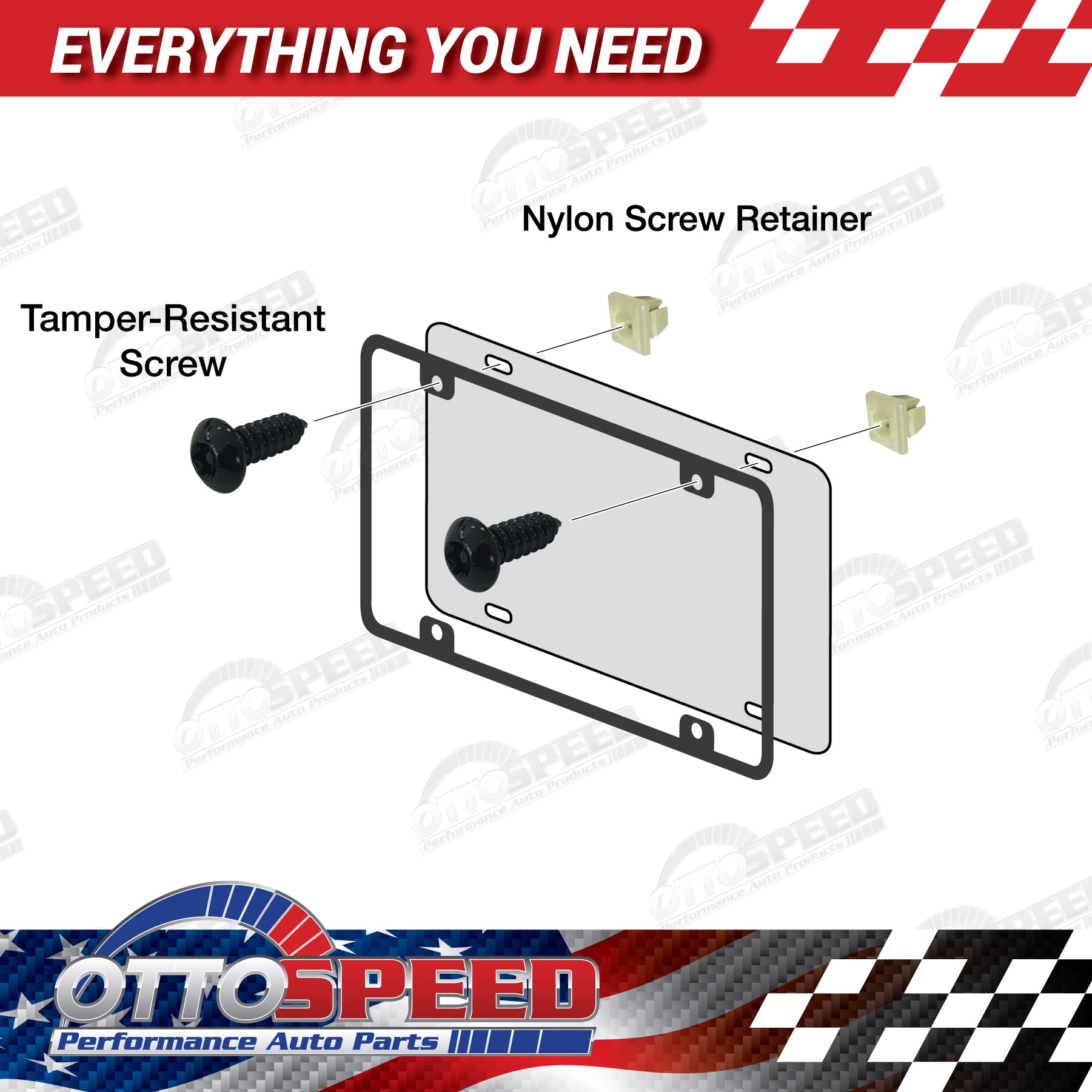 Anti-Theft Security Screws for License Plate - Rustproof Fastener with Theft-Proof Black Stainless Steel License Plate Screws, N