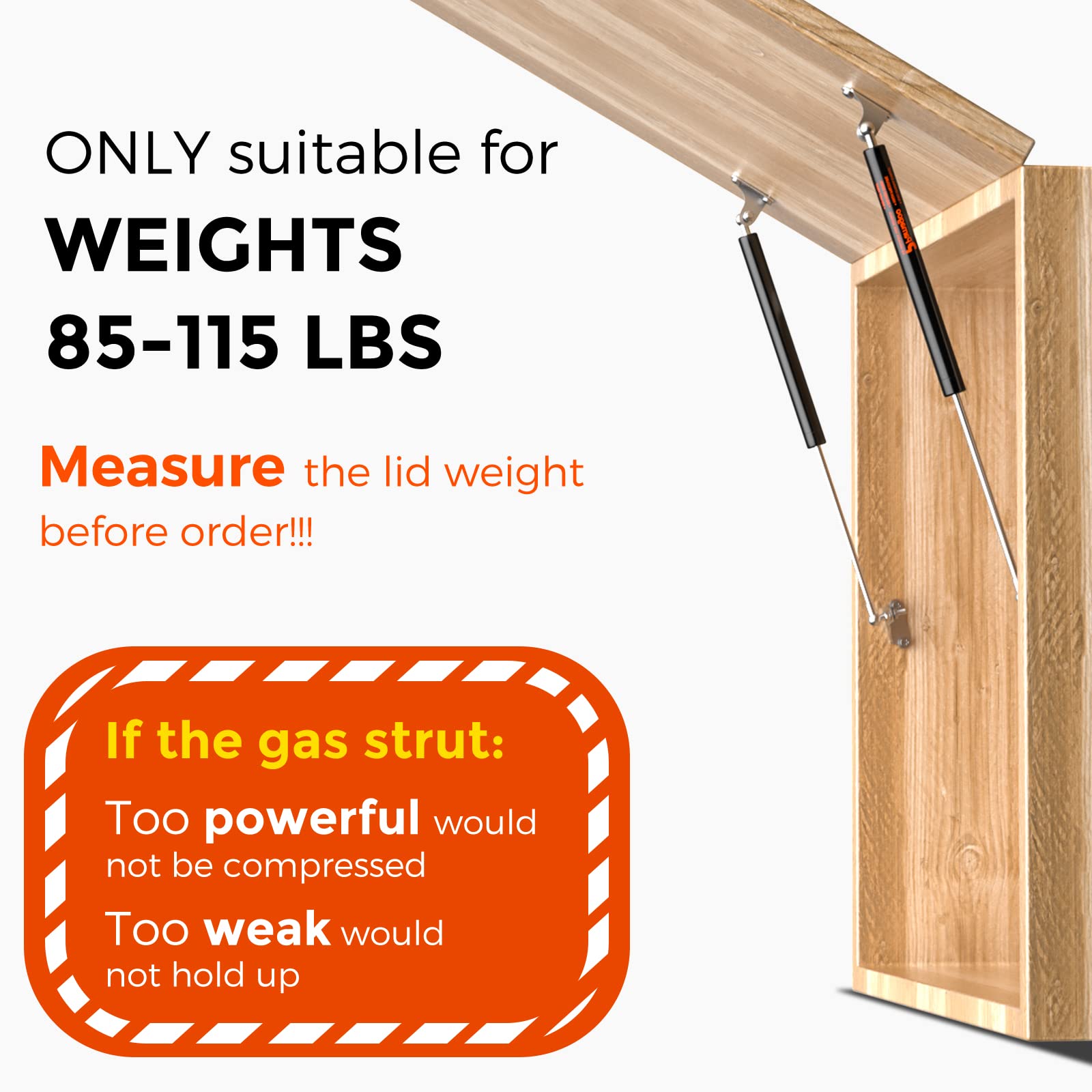Pamagoo 17 Inch Gas Strut 100 Lbs 445 N Per Prop, 2 Pcs Gas Spring Shock With L-Type Mounts For Heavy Duty Lid, Toolbox Storage